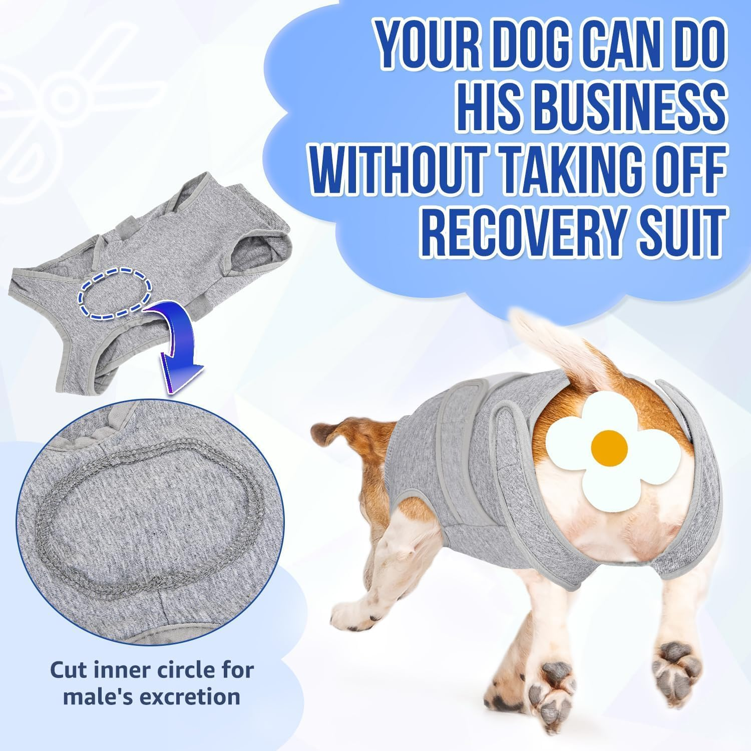 Slowton Dog Surgery Recovery Suit, Dog Cone E-Collar Alternative after Surgery with Zipper Professional Pet Recovery Shirt Abdominal Wounds Bandages Preventing Licking Spay Suit for Female Male Dog image number 3