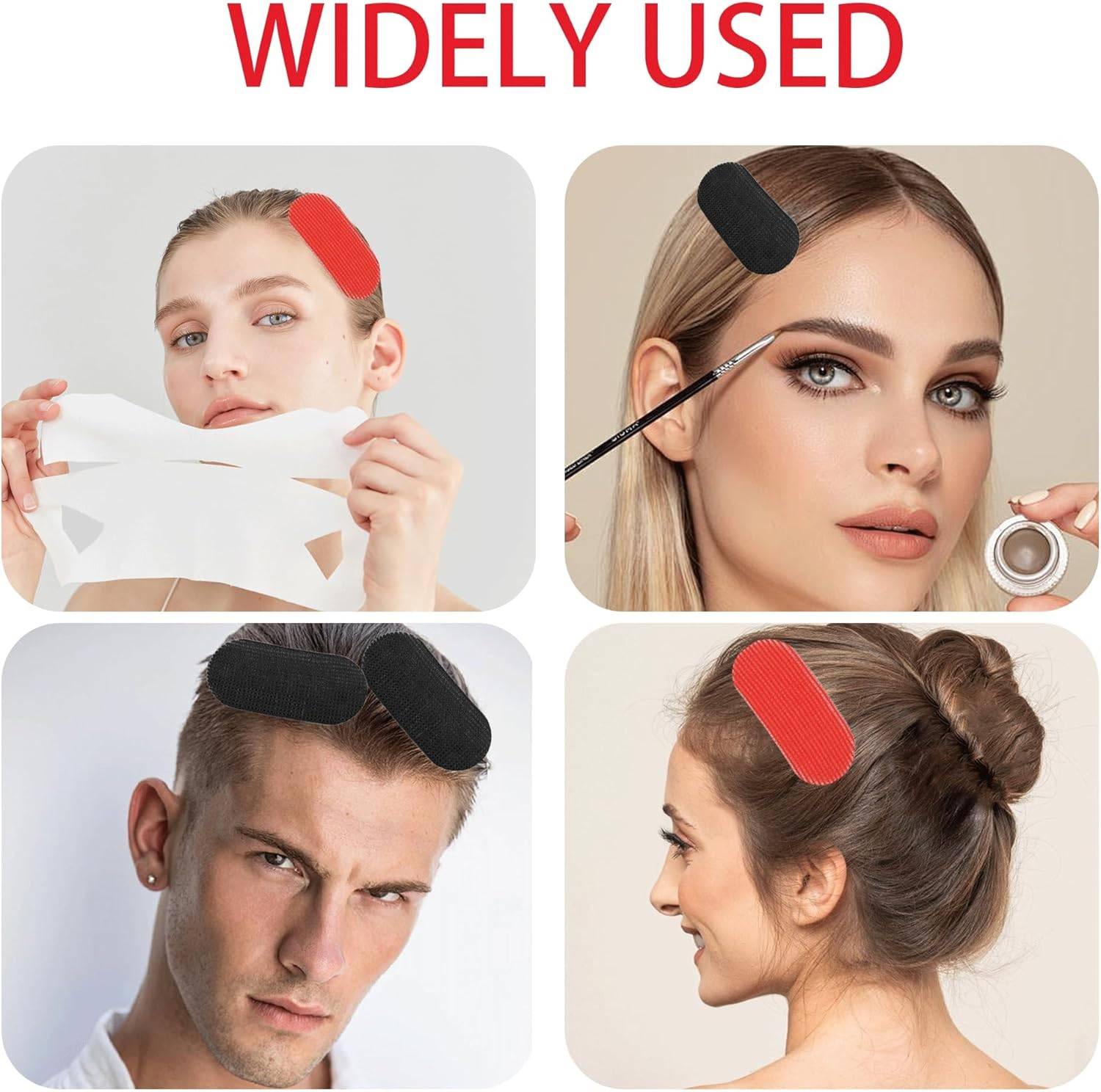 Pack of 16 Hair Holders Hair Fringe Stickers Hair Grippers Barber Pads Non-Slip Hair Grip Hair Clips Hair Cutting Hair Divider Hairdressing Cape for Men and Women Hair Holder (Black Red) image number 4