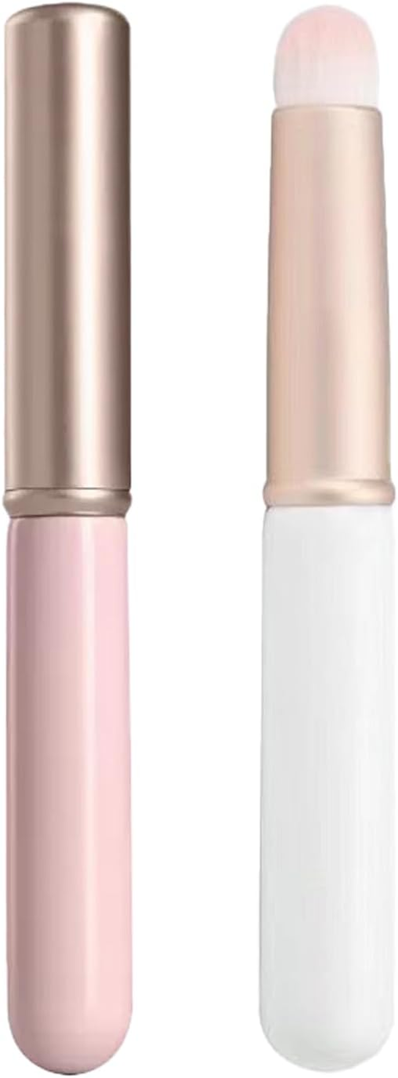 WALWAL 2 Pcs Lip Brush with Protective Lid, Soft round Head Lipstick Applicator Brush, Application for Lipstick & Gloss, Travel Friendly, Multi-Use Makeup Tool for Women & Beauty Pros(White + Pink) image number 1