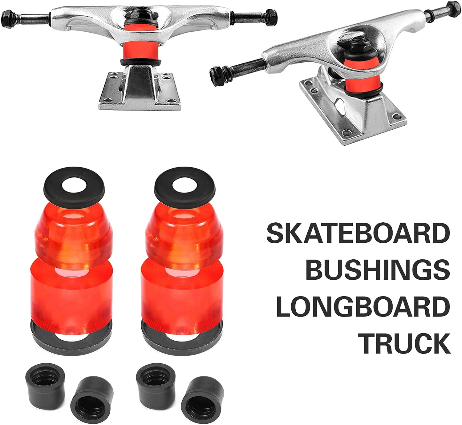 Skateboard Bushings Longboard Truck Rebuild Kit Bushings Washers Pivot Cups for 2 Trucks Transparent Blue image number 4