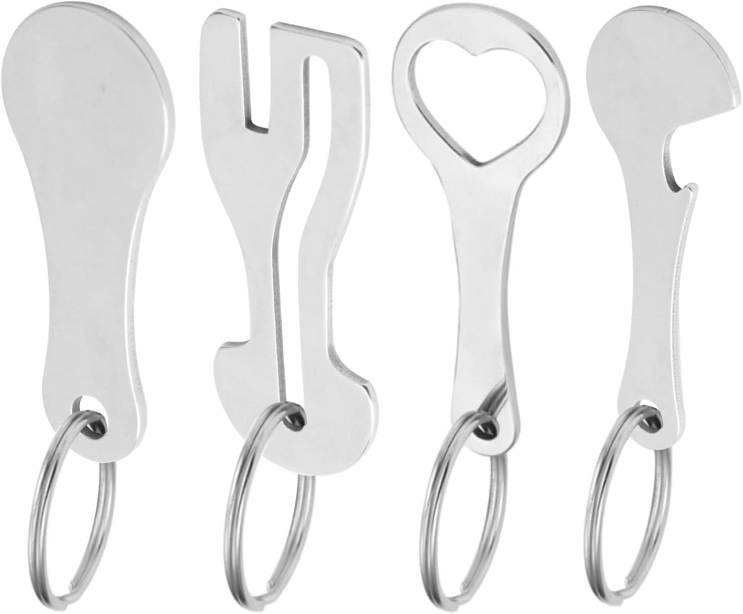 4 Pcs Stainless Steel Shopping Trolley Token Remover with Aluminium Alloy Key Ring, Portable Shopping Trolley Token Remover Tool for Unlocking Carts & Opening Bottles image number 6