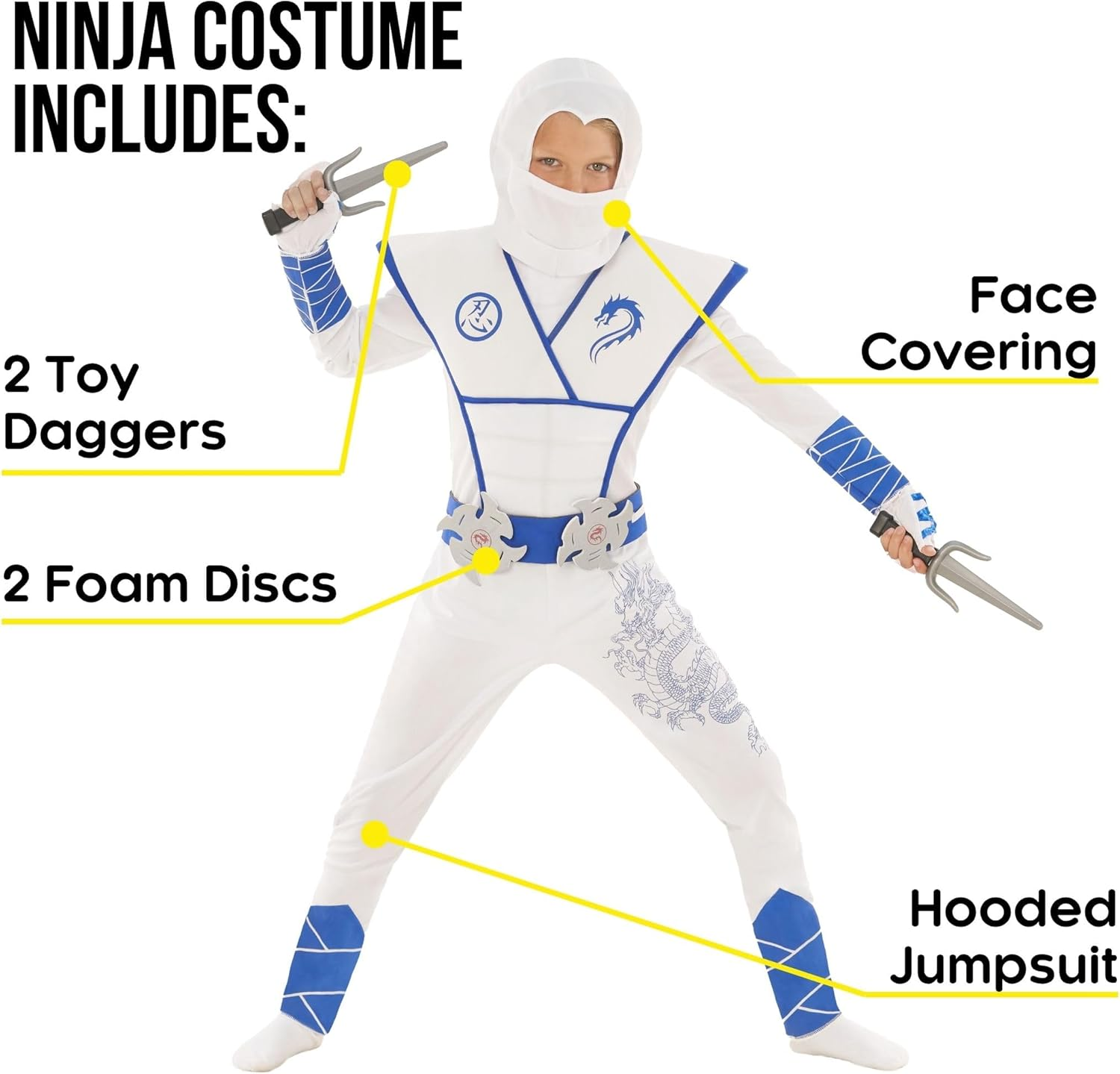 Morph White Ninja Costume for Boys Halloween Costumes for Boys Ninja Kids Costumes Ninja Outfit Kids image number 5