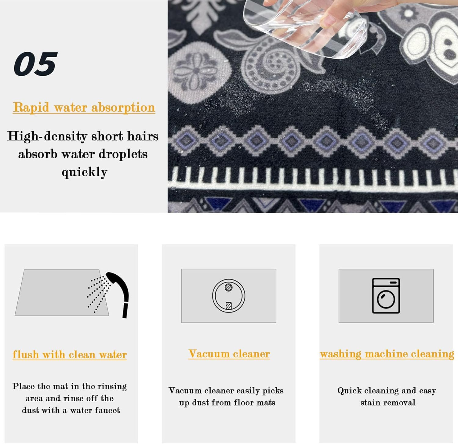 Kitchen Mats for Floor,3Pcs Kitchen Rugs,Non Slip Washable Floor Mats,Kitchen Mat for Sink,Office,Laundry image number 1