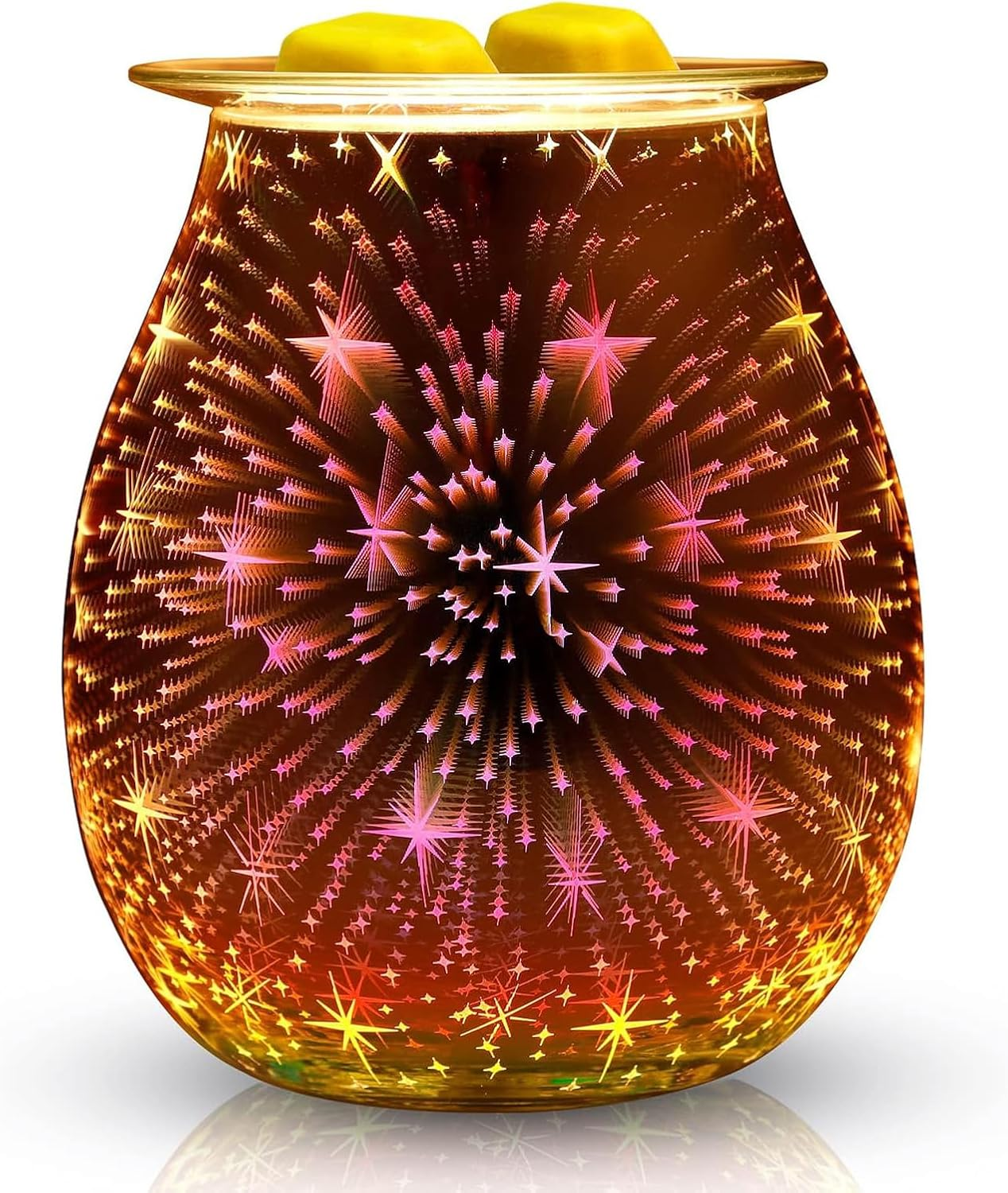 Electric Glass Oil Burner, Electric Oil Burner for Wax, 3D Fireworks Aroma Lamp, Touch Control, Night Light, Aroma Lamper Decoration for Home, Office, Bedroom, Living Room, Gifts image number 1