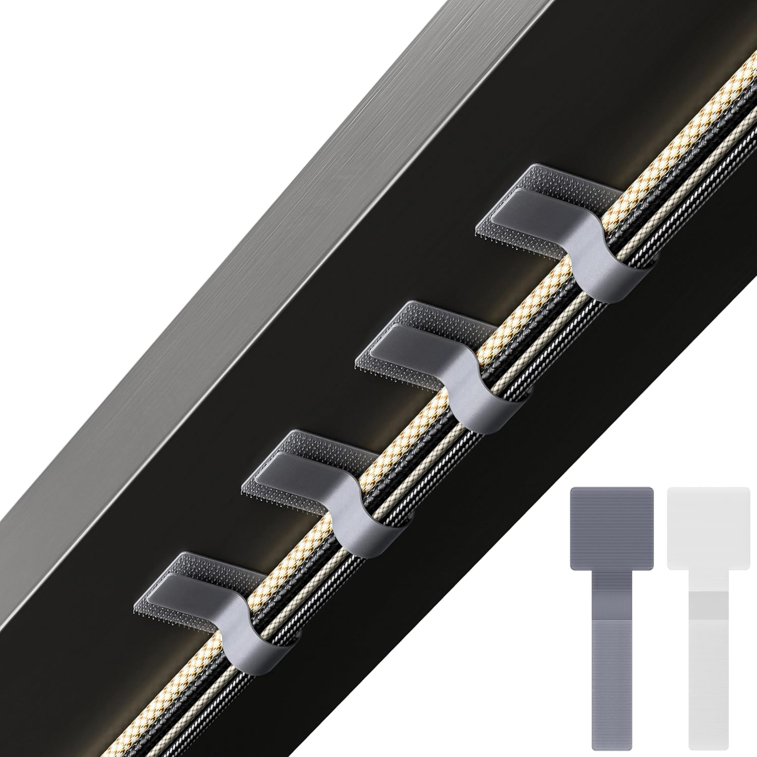 LX Intmfr. Hook and Loop Cable Ties, Self Adhesive Hook and Loop Cable Straps, Sticky-Back Cord Organizer, Cable Clip, Household & Office Essentials, 40Pcs per Pack image number 3