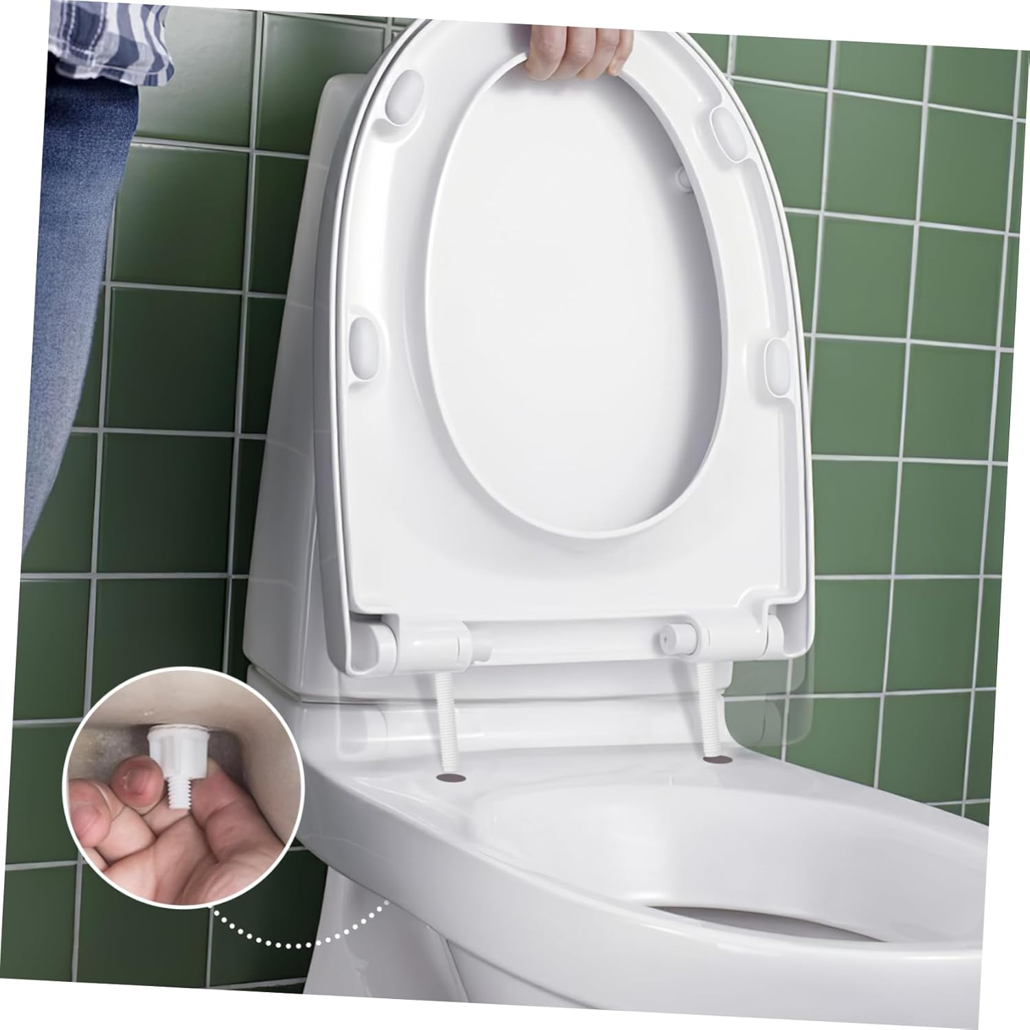 Ibasenice Toilet Seat Parts Including Screw and Nut for Top Mount Toilet Seat Hinges, White Plastic image number 2