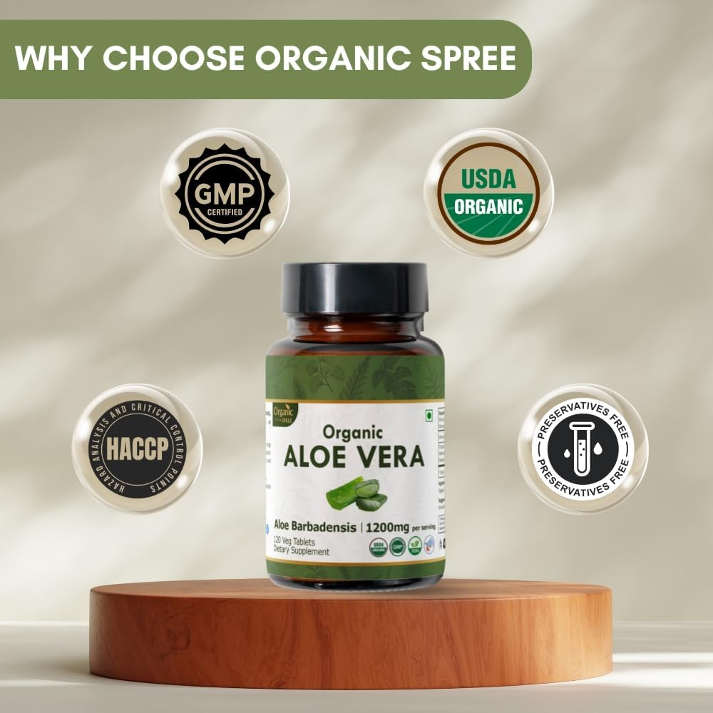 Aloe Vera 120 Tablets | Aloe Barbadensis (Aloe Vera) | USDA Organic Certified | Organic and Natural 120Tab image number 1