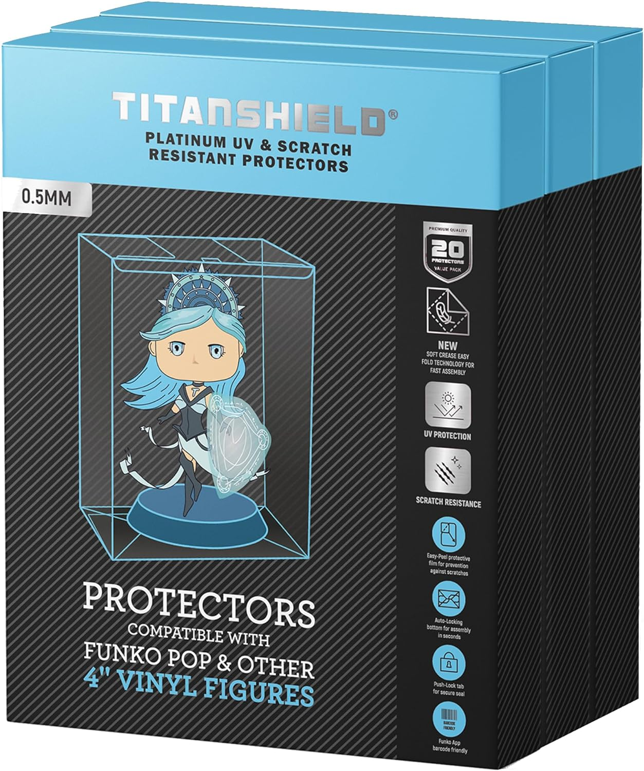 Titanshield 0.5Mm Platinum UV and Scratch Resistant Pop Protectors Sleeve Case Compatible with Funko - 4" Inch Pop! Vinyl Figures (60 Count) image number 4