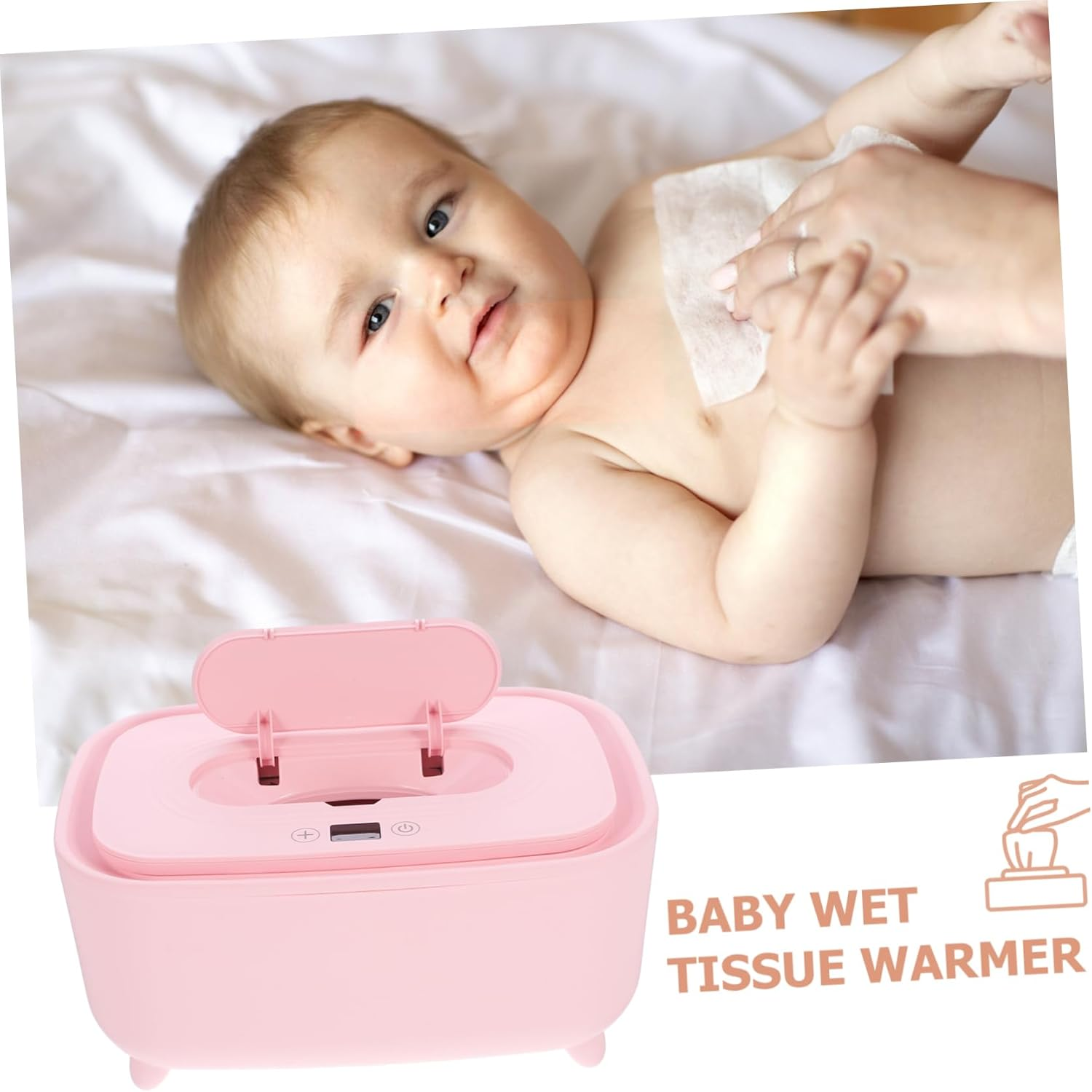 Portable Baby Wipe Warmer USB Powered Wet Tissue Warmer Adjustable Temperature Cherry Pink for Travel Home Car Newborns image number 5