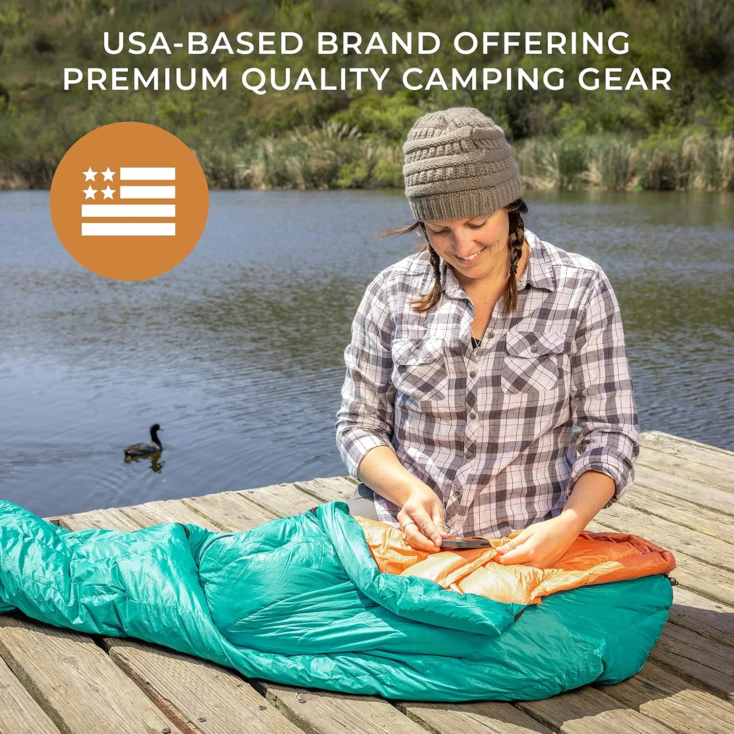 Hyke & Byke Eolus 30 F Hiking & Backpacking Sleeping Bag - 3 Season, 800FP Goose down Sleeping Bag - Ultralight - Blue/Lime Green - 87In - Long image number 3