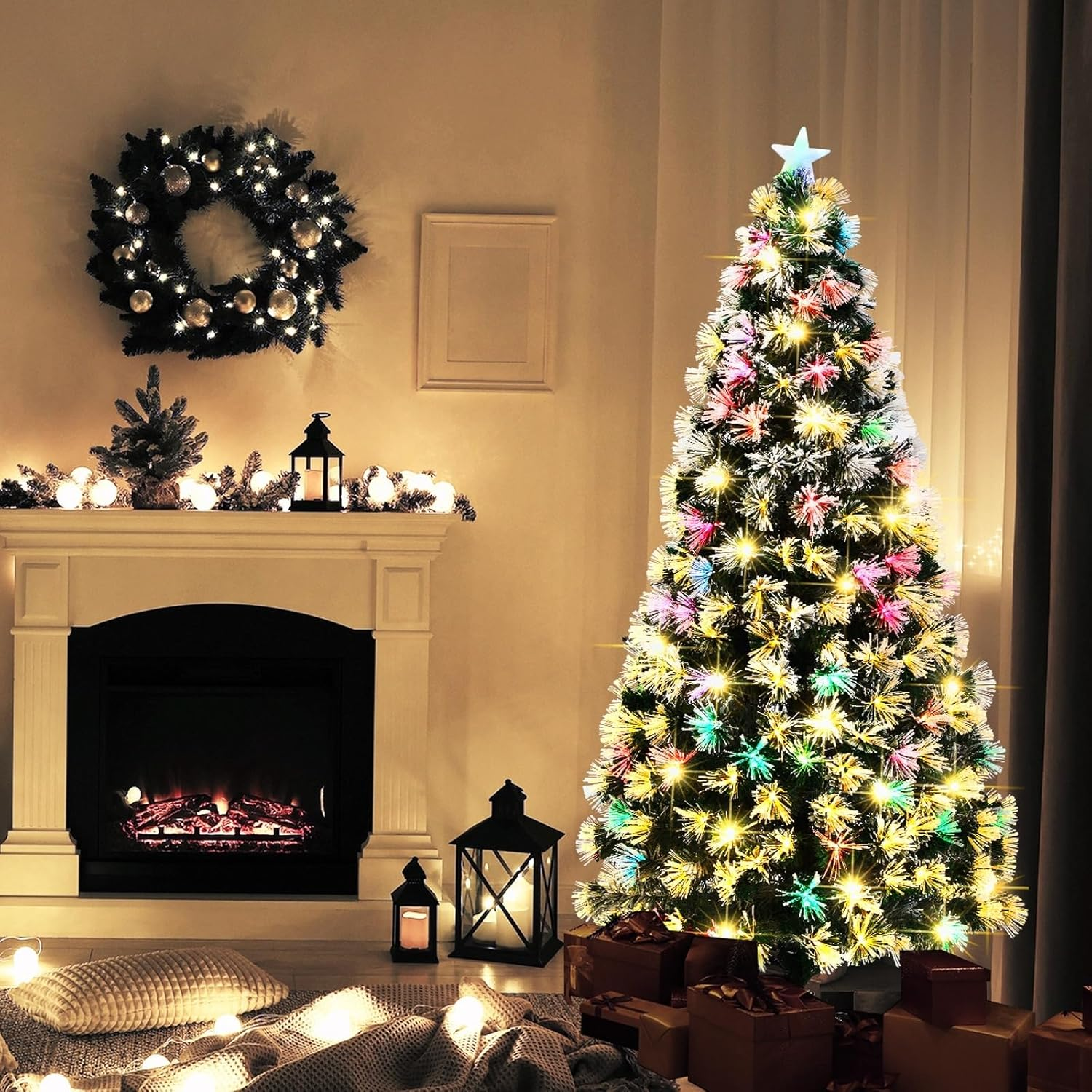 Tinseltown LED Christmas Tree 180Cm/6Ft Xmas Decoration with 230 Tips and 230Pcs LED Bulbs LED Top Star Ornaments Set image number 1