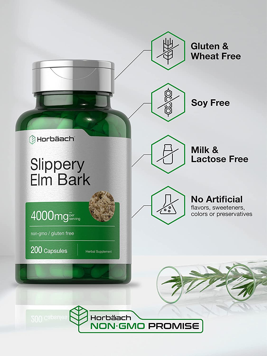 Slippery Elm Bark Capsules | 4000Mg | 200 Count | Non-Gmo & Gluten Free | by Horbaach image number 5