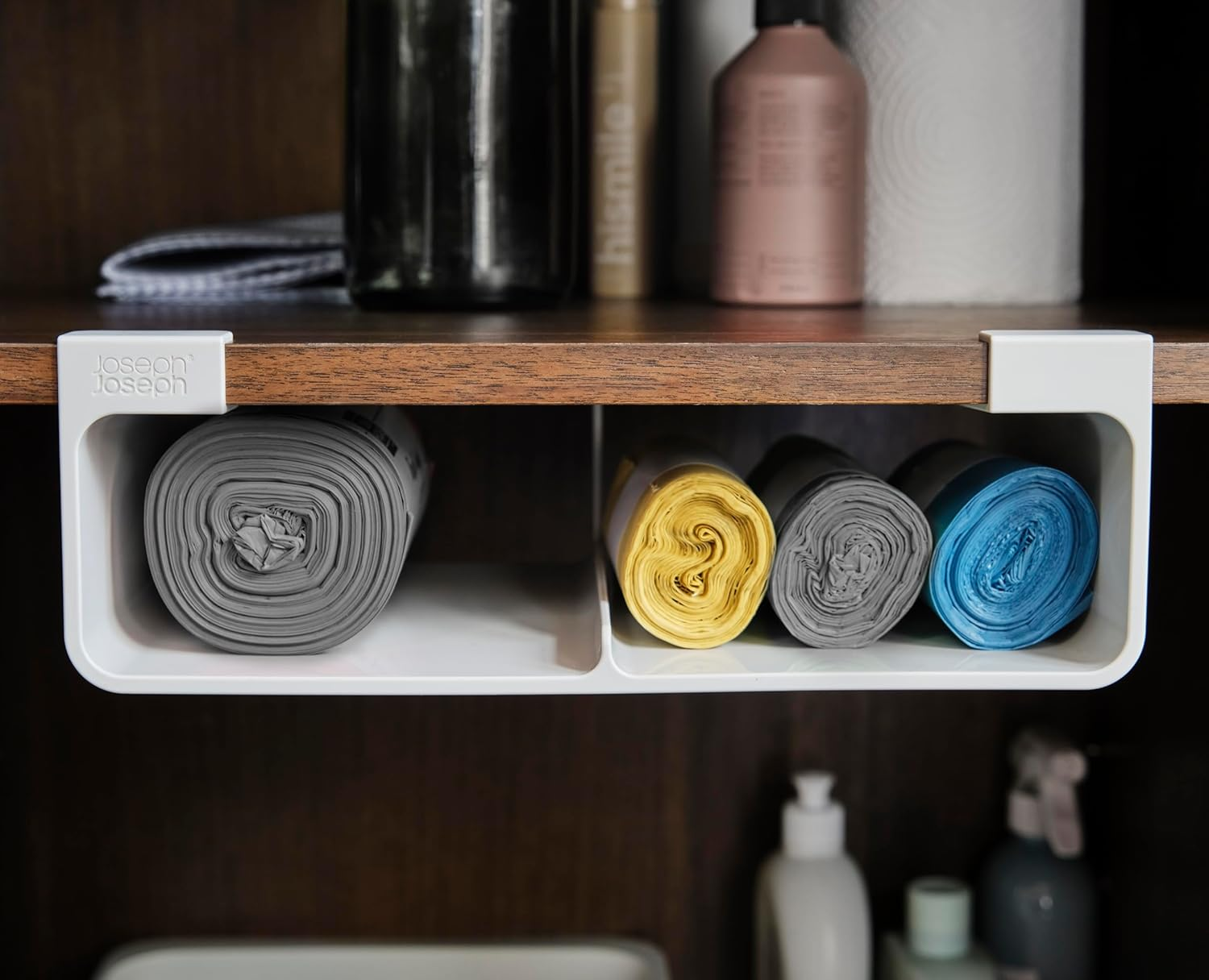 Joseph Joseph Cupboardstore Under-Shelf Film, Foil and Bag Organiser, Kitchen Space Saving Storage, Recycled Plastic image number 6