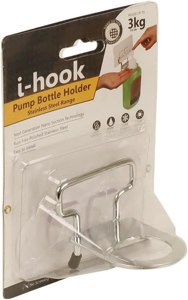 I-Hook Pump Bottle Holder - Rust-Resistant 304 Stainless Steel, Holds up to 3Kg, Heat & Water Resistant, Nano Suction Technology for Shower Organisation image number 2