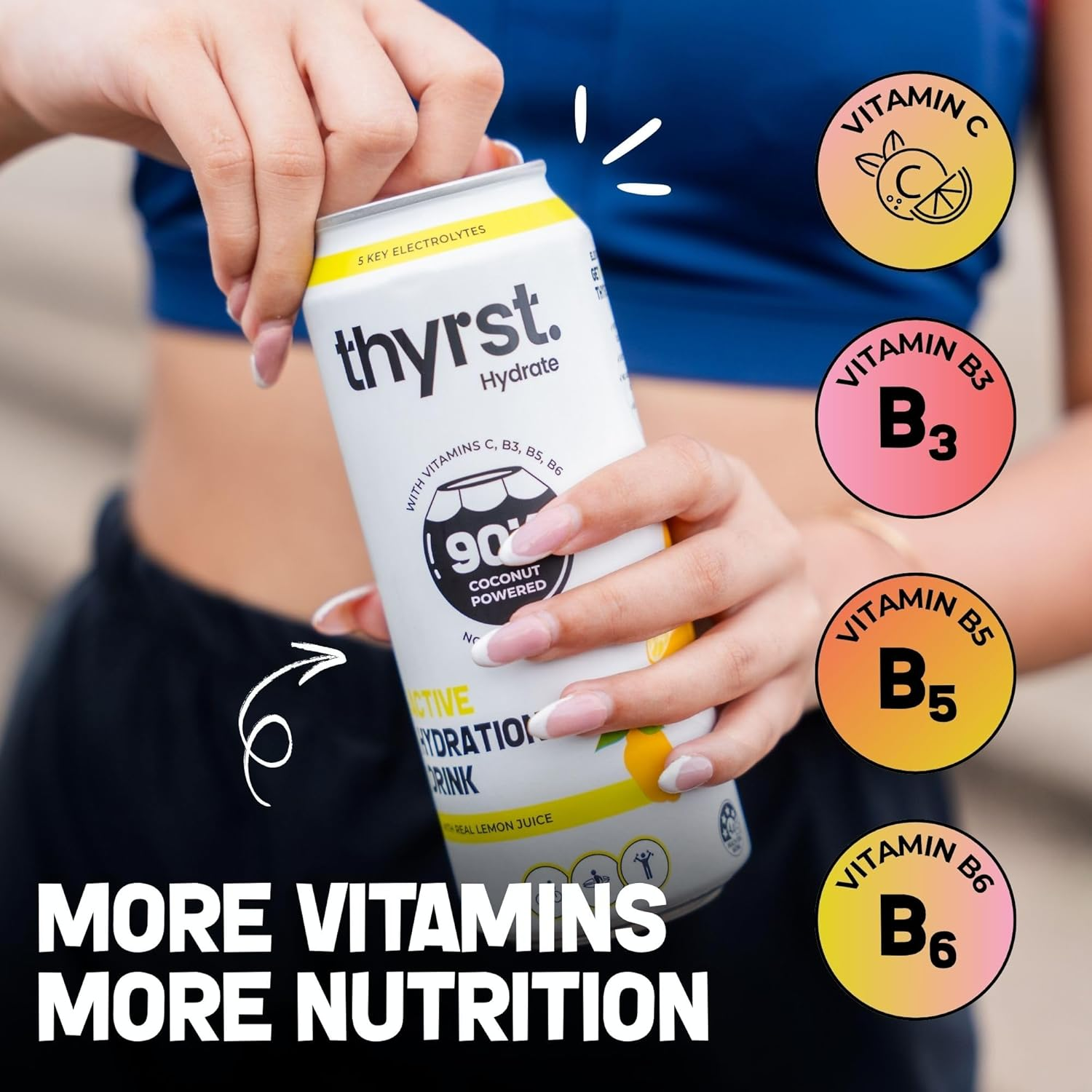 Thyrst Active Hydration Drink &ndash; Thyrst Hydrate Assorted 500Ml X 8 | 90% Coconut Water + 9.7% Real Fruit Juice | Contains Electrolytes + Vitamins C, B3, B5, B6 | Natural Hydration Beverage image number 5