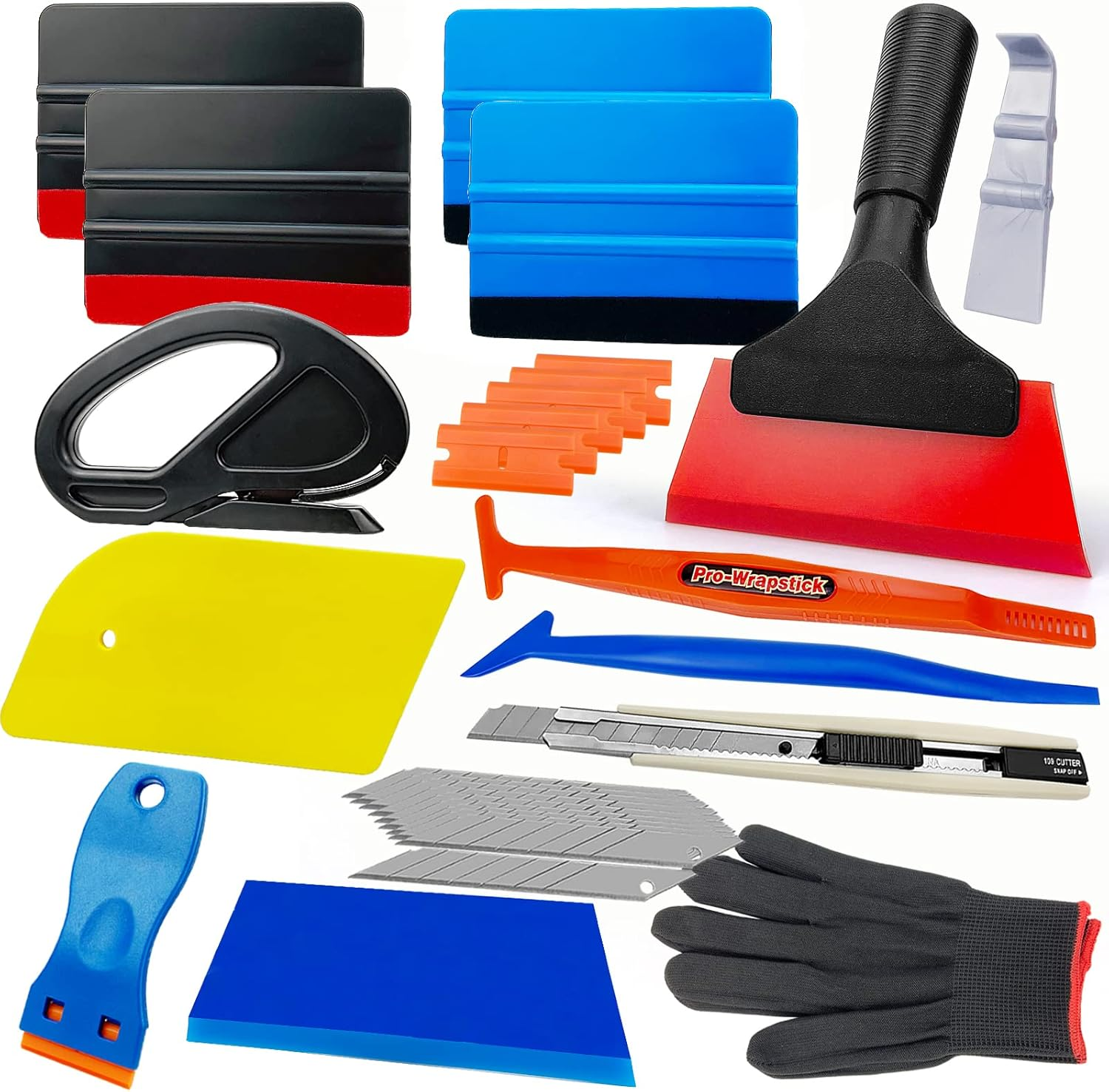 Umaki Vehicle Wrap Kit for Vinyl Wrap PPF Window Film Tint, Vinyl Application Kit Tinting Tools with Scraper, Corner Trim Tools, Rubber Squeegee, Film Knife Cutter, Cleaning Cloth, Wrap Magnets