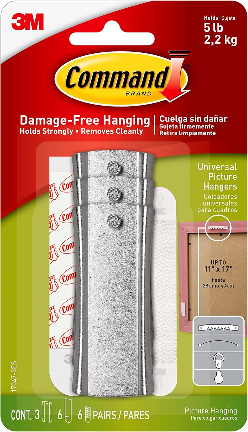 Command Universal Picture Hangers W/Stabilizer Strips, 3-Hangers (17047-3ES) image number 3