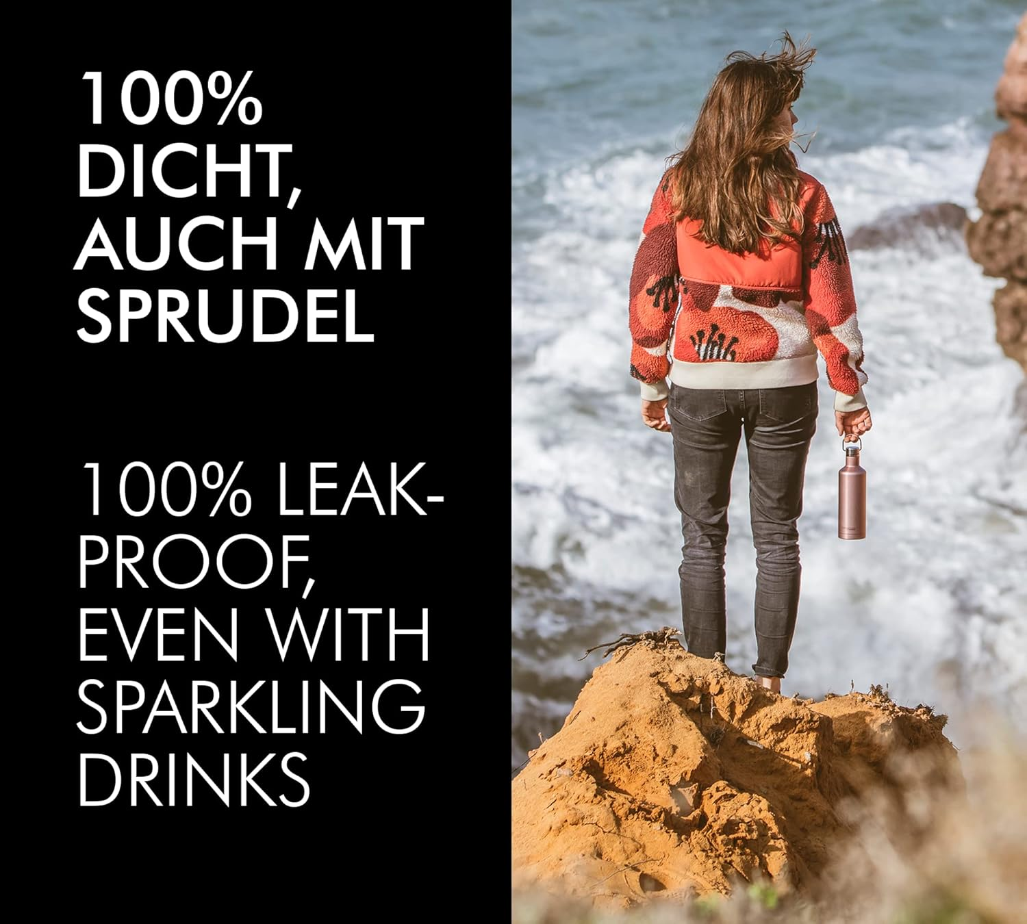 Thermocaf&eacute; by THERMOS TC Traveler Bottle Sapphire Blue Mat 0.75 L, Stainless Steel Thermos Flask, 12 Hours Hot & 24 Hours Cold, Completely Leak-Proof for School, Office, Water Bottle with Handle image number 4