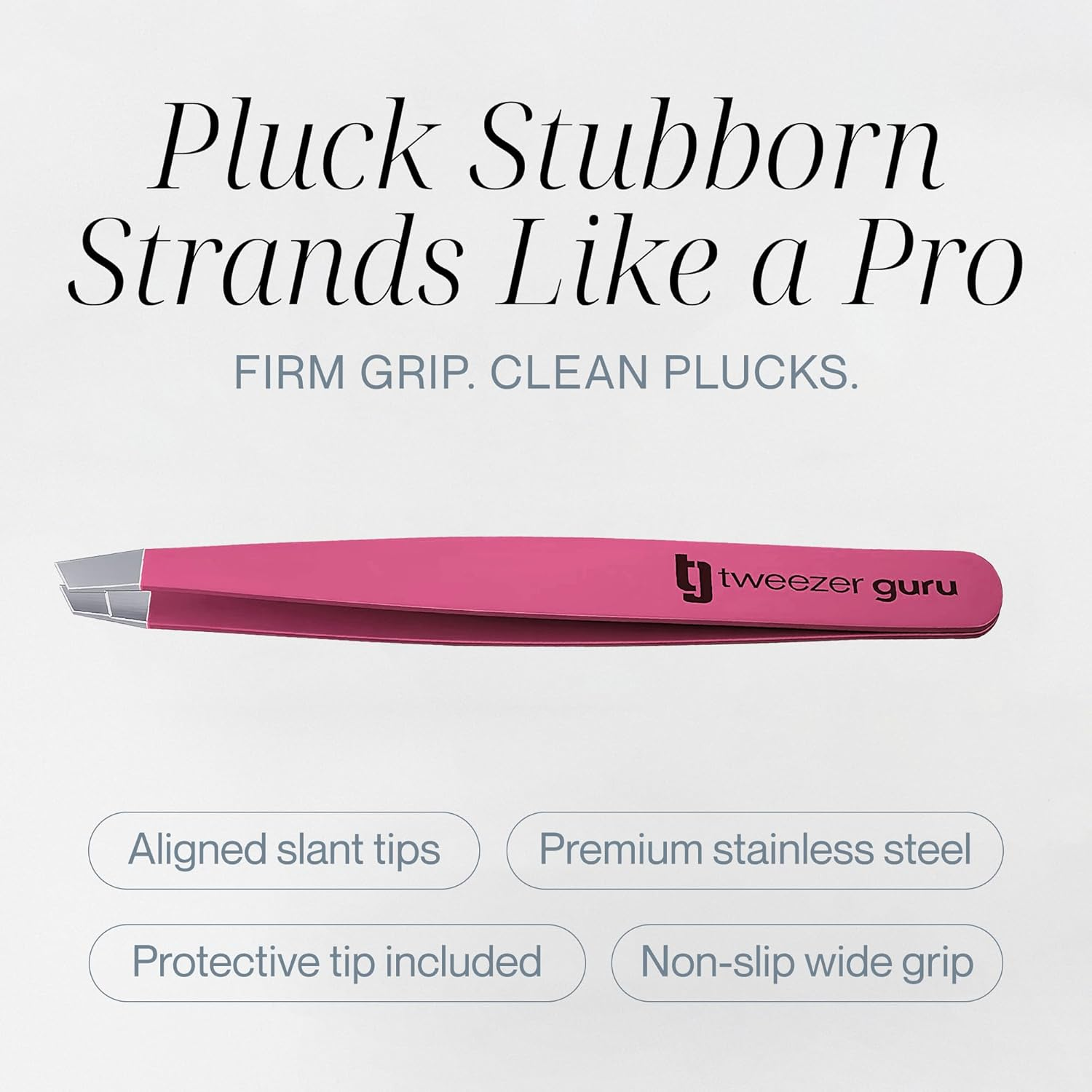 Pink Slant Tweezers Tweezerguru Professional Stainless Steel Slant Tip Tweezer - the Best Precision Eyebrow Tweezers for Your Daily Beauty Routine image number 4