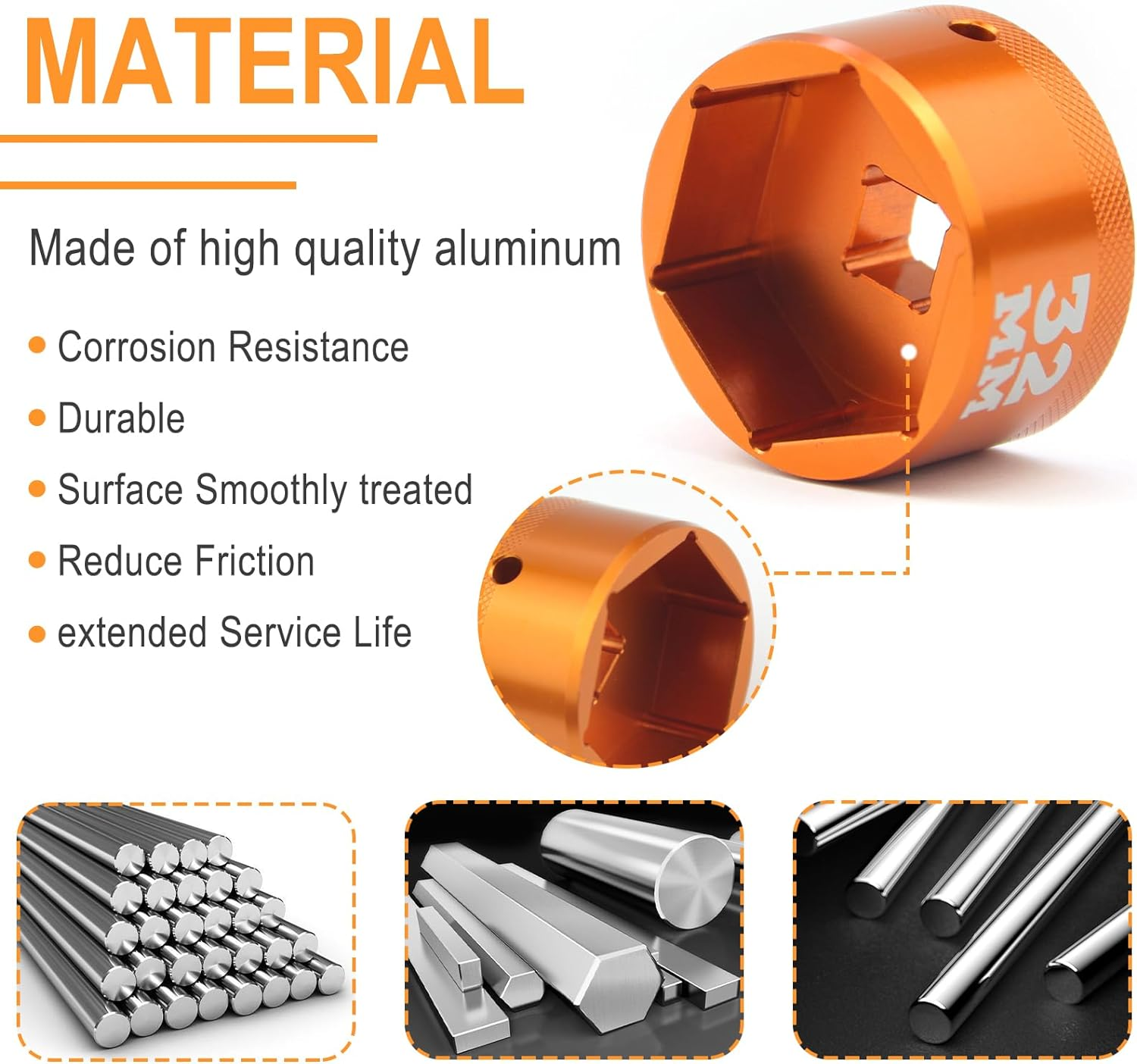 32Mm Bike Fork Topcap Socket Tool Compatible for Fox Fork Series of 36,38,40, Use for 3/8" Ratchet Drive image number 3