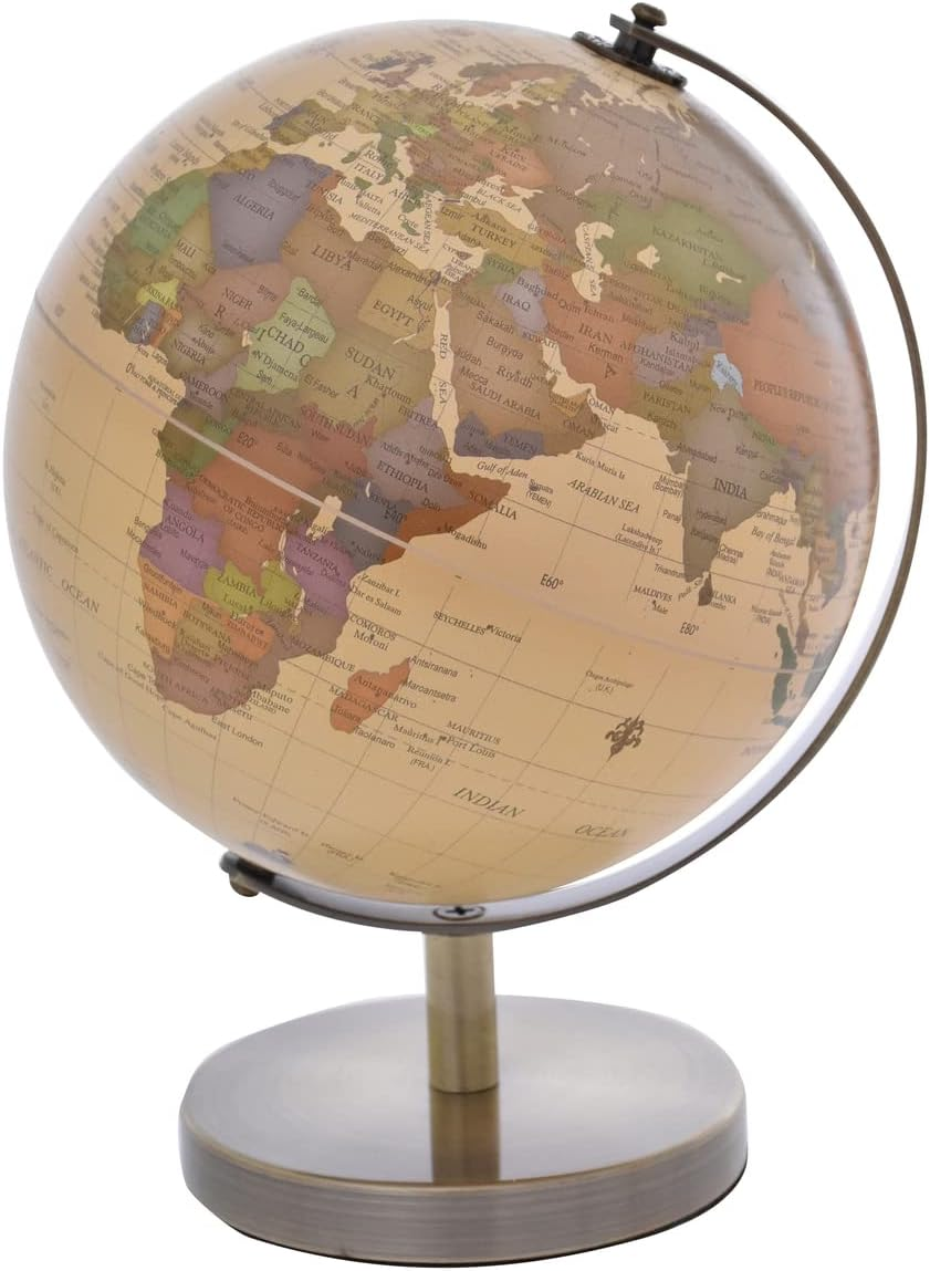 Antique Rotating World Globe Spinning Atlas Map Desk Decor Decoration Base 20Cm image number 1
