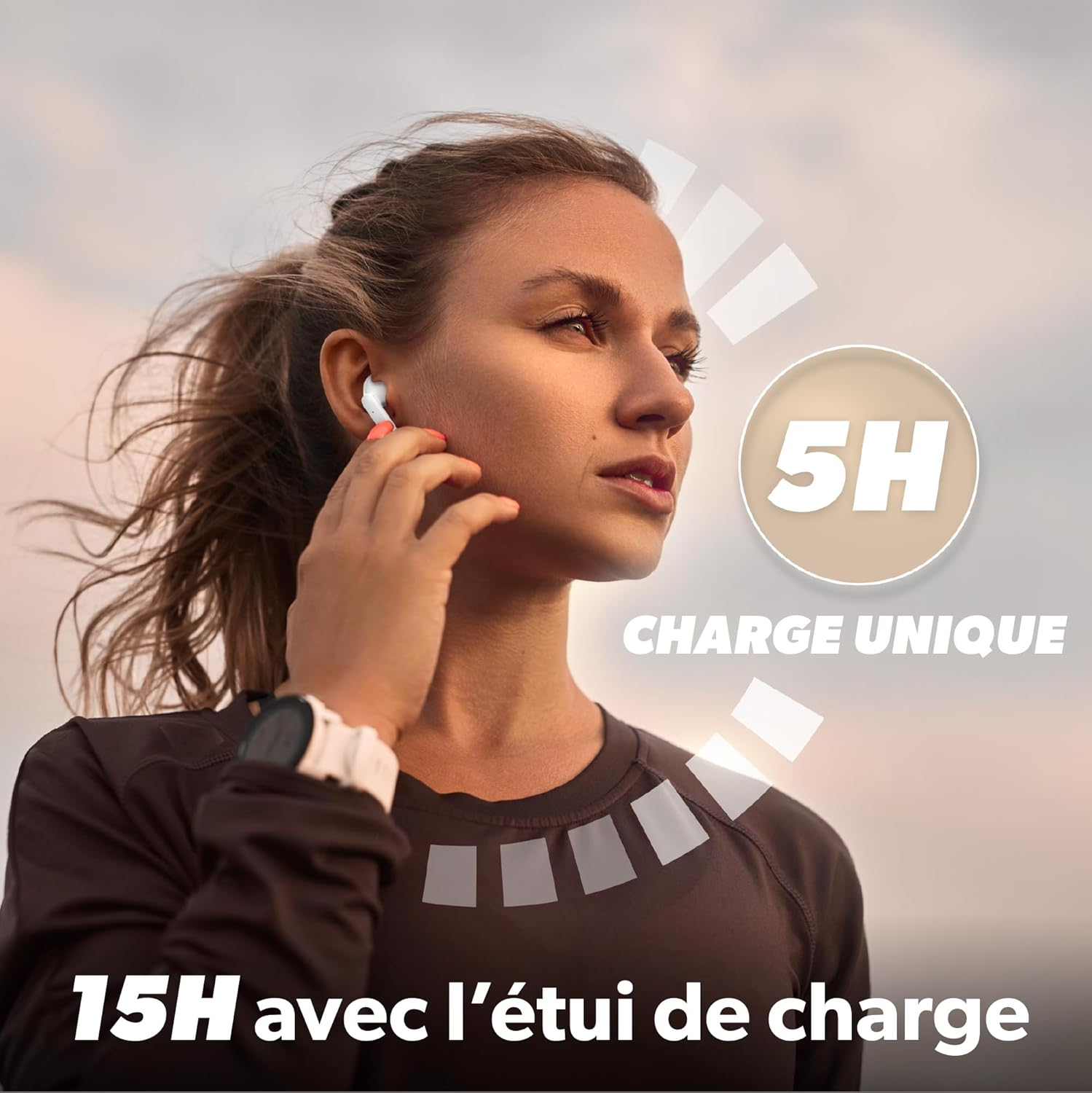 T'Nb Wireless Headphones Exclusive Collection 15 Hours Running Time Fashion Design Touch Control Volume Control Beige image number 3