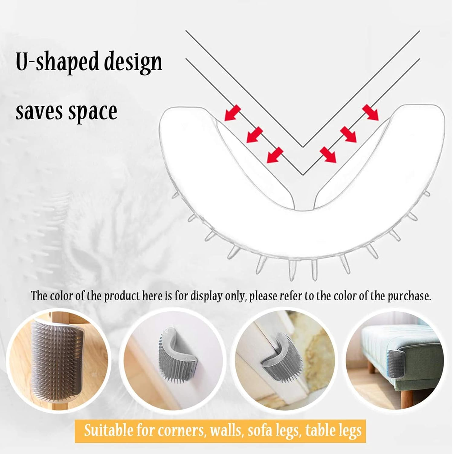 Cat Brush Comb, Massage Corner Cat Brush, Cat Brush Wall Corner, Cat Self Groomer, 2 Pieces Cat Corner Groomer Brush, Self Groomer Cat for Long Hair, Short Hair Cat Massage (Without Catnip) image number 4