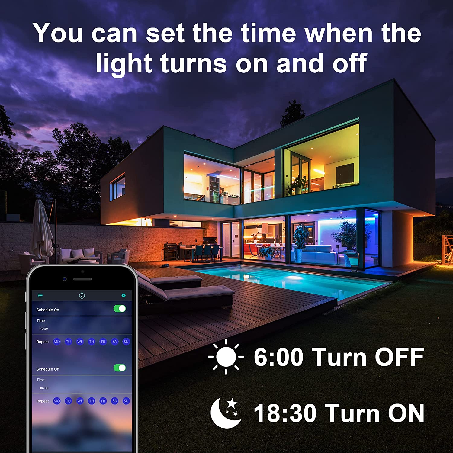 BOSITE 100W RGB LED Flood Light Outdoor Waterproof IP66 Colour Changing Portable Floodlight with Smart Bluetooth App Control & Group Control for Garden Terrace Stage Lighting Christmas Party - Rgb-100W image number 3