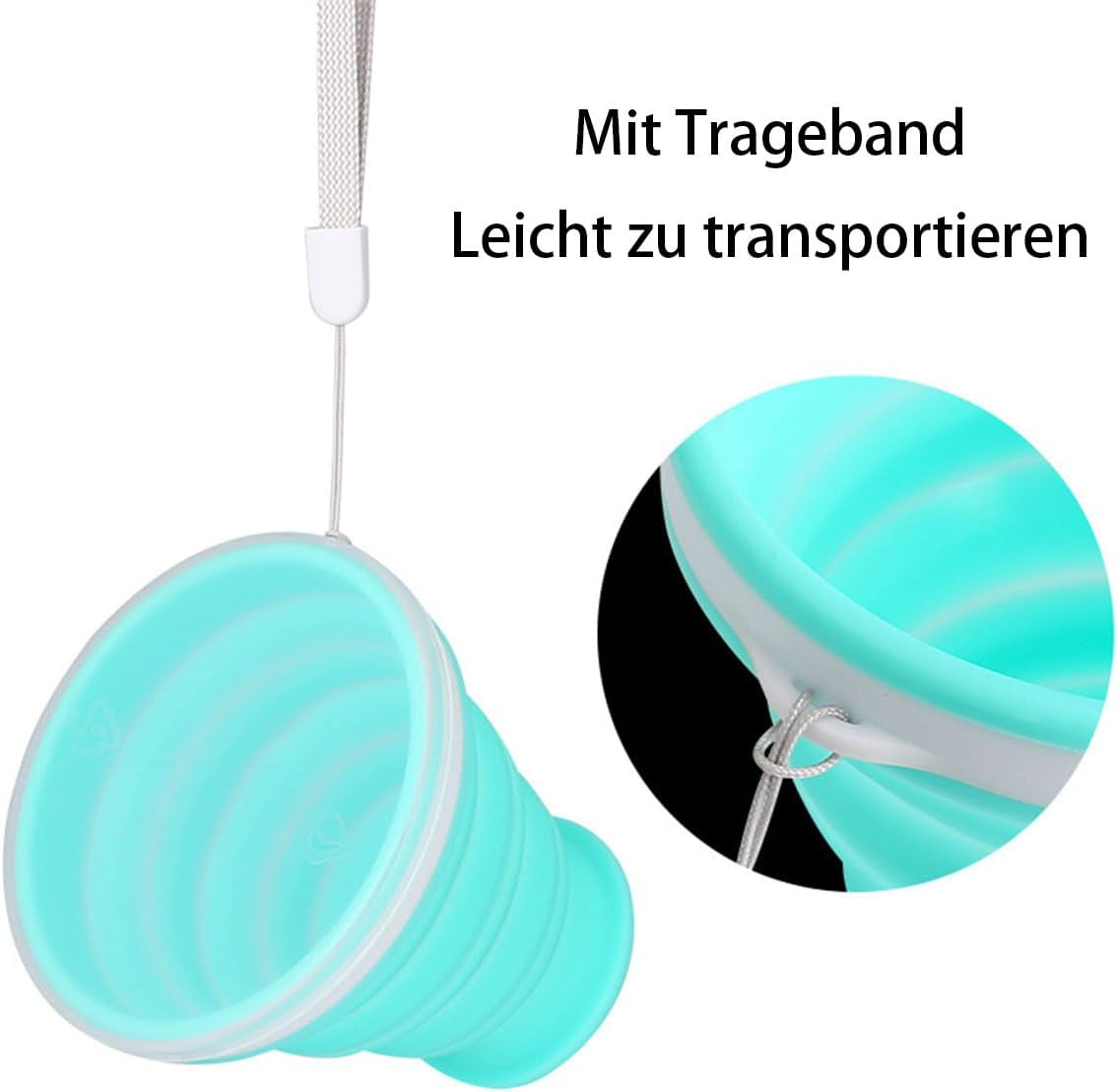 Pack of 3 Foldable Silicone Cups with Lid Outdoor Camping Folding Cup Reusable Foldable Cup for Outdoor Camping Picnic Hiking Travel