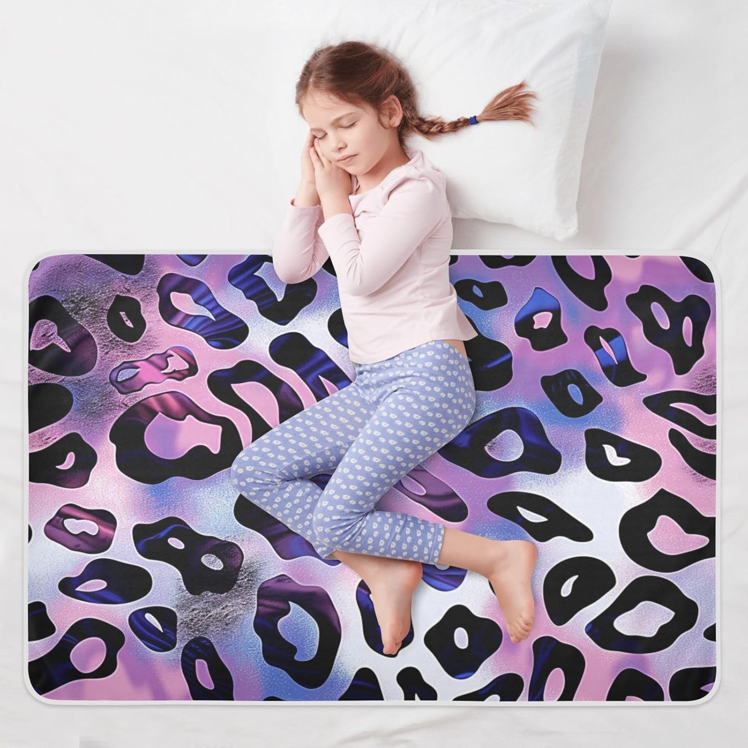 Leopard Print Extra Large Resuable Baby Bed Pad Highly Absorbent Potty Training Sheets Cover Changing Bed Liners for Toddler Kids, 52"L X 34"W image number 4