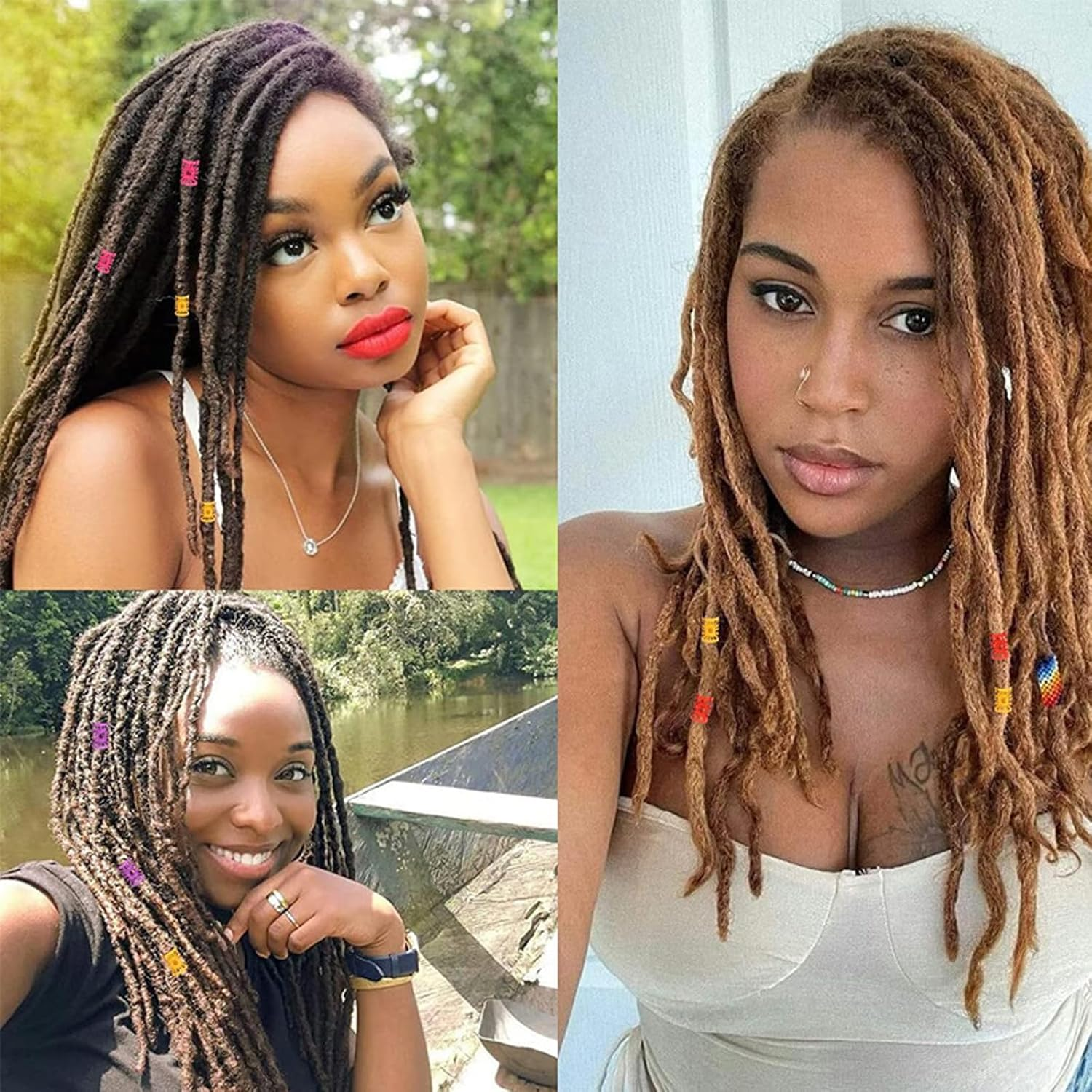 SWYSGS Pack of 50 Aluminium Dread Lock Adjustable Metal Cuffs Dreadlocks Beads Braiding Hair Jewellery, Colour image number 1