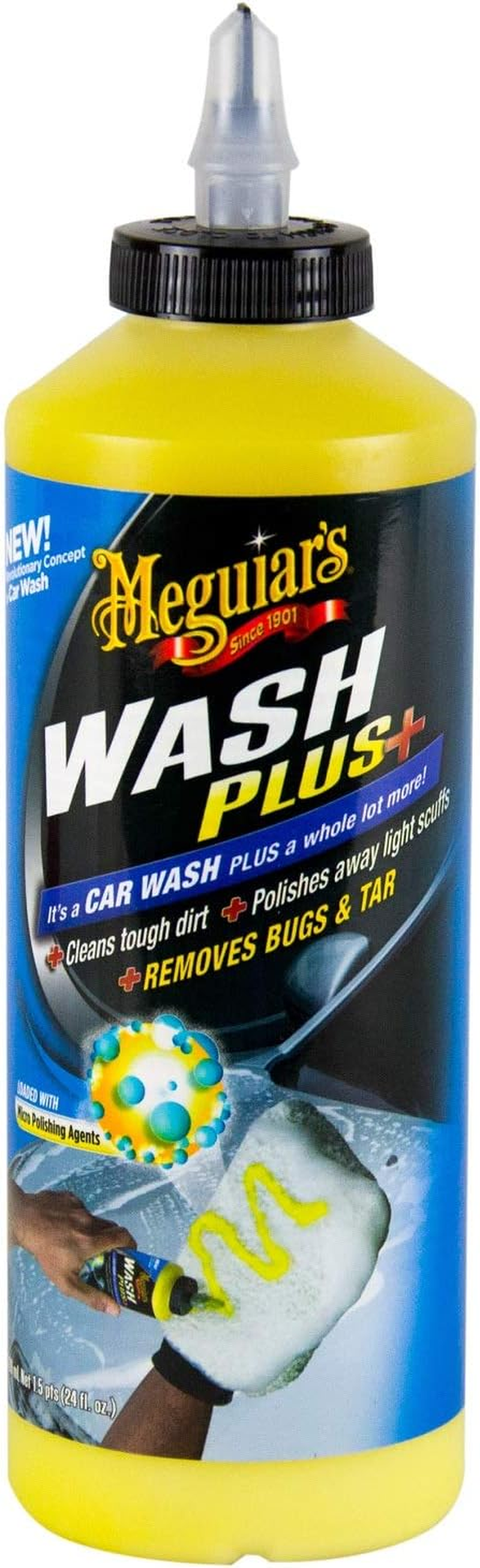 Meguiar'S G25024EU Car Wash Plus+ 709Ml Heavy Duty Car Shampoo, Yellow