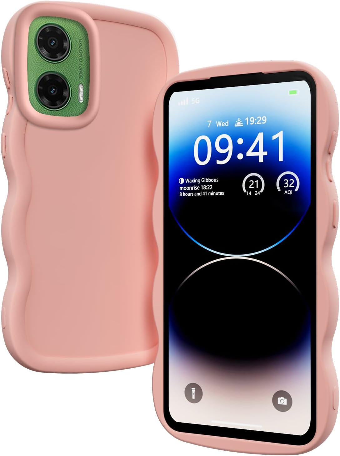 XINYEXIN Liquid Silicone Case for Motorola Moto G35, Waves Curly Shape Cute Soft Shockproof Mobile Phone Protective Case - Pink