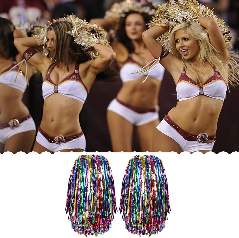 2Pcs Cheerleader Pompoms Hand Flowers,Pompoms Cheer for Boy Girl,School Sports Dance Games Team Spirit Cheer,For Team Sports,Cheer Sports Party Dance Useful Accessories