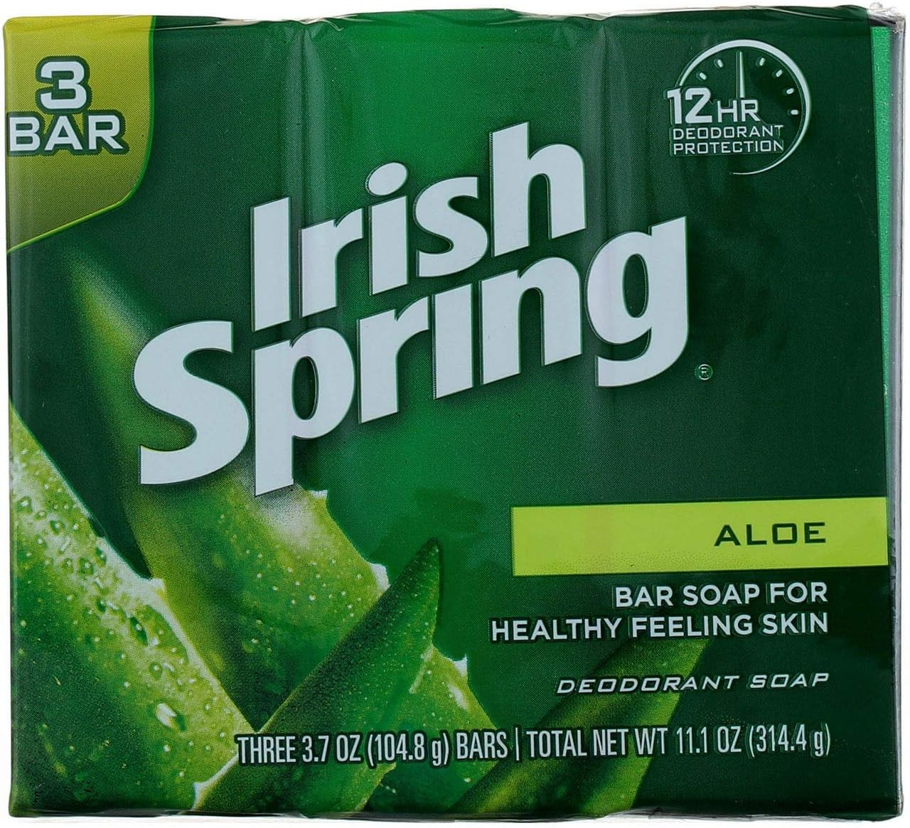 (BARS) Irish Spring ALOE SCENT Bar Soap for Men & Women. 12-HOUR ODOR/DEODORANT PROTECTION! for Healthy Feeling Skin. Great for Hands, Face & Body! (3 Bars, 3.75Oz Each Bar) by Irish Spring image number 4