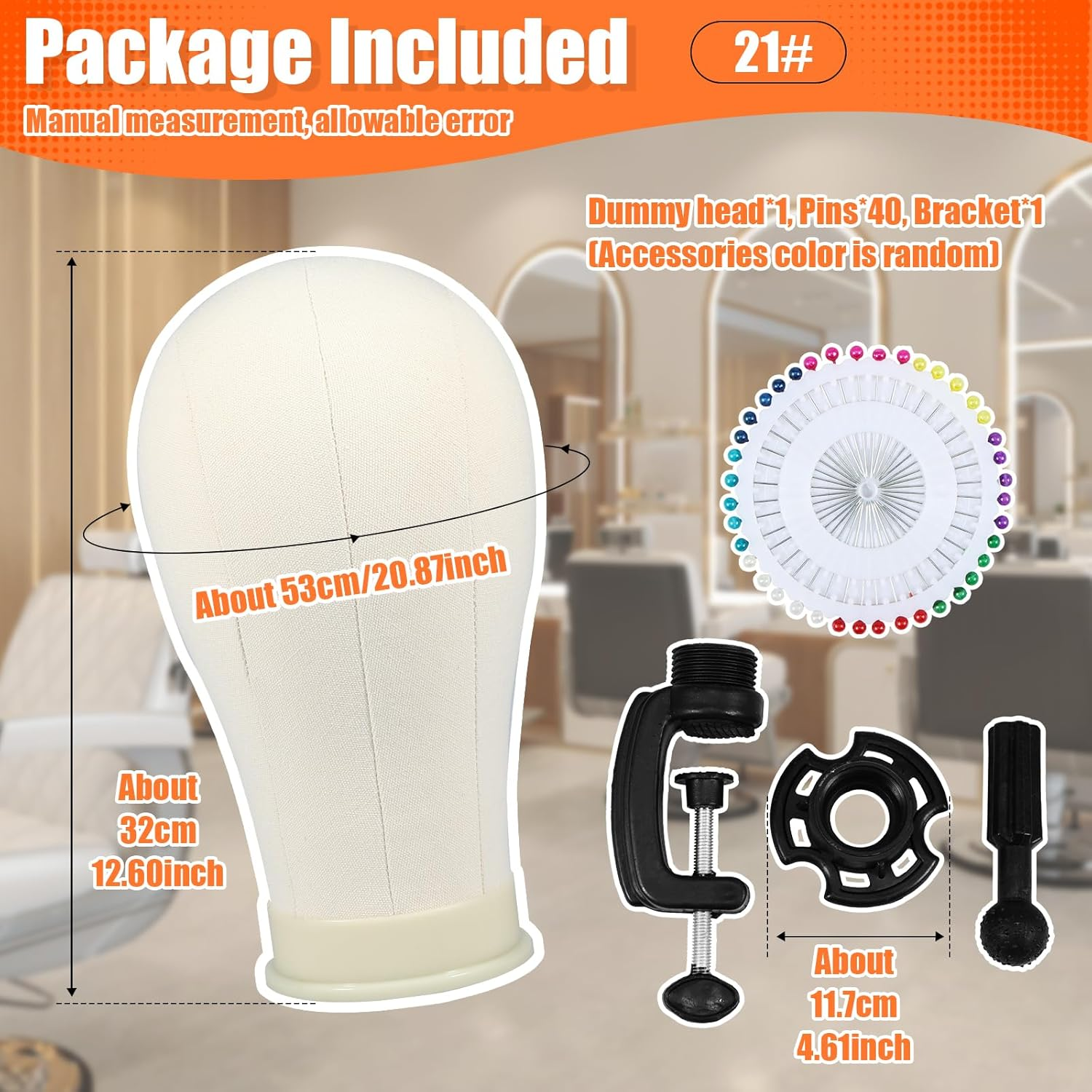 Enduring Head Wig for Styling, Cork Canvas Block Mannequin Head Wig Display Styling with Mount Hole, Easy to Stall Multipurpose Wig Styling Stand, Wig Making Kit for Cosplay Making Wigs Display (A)