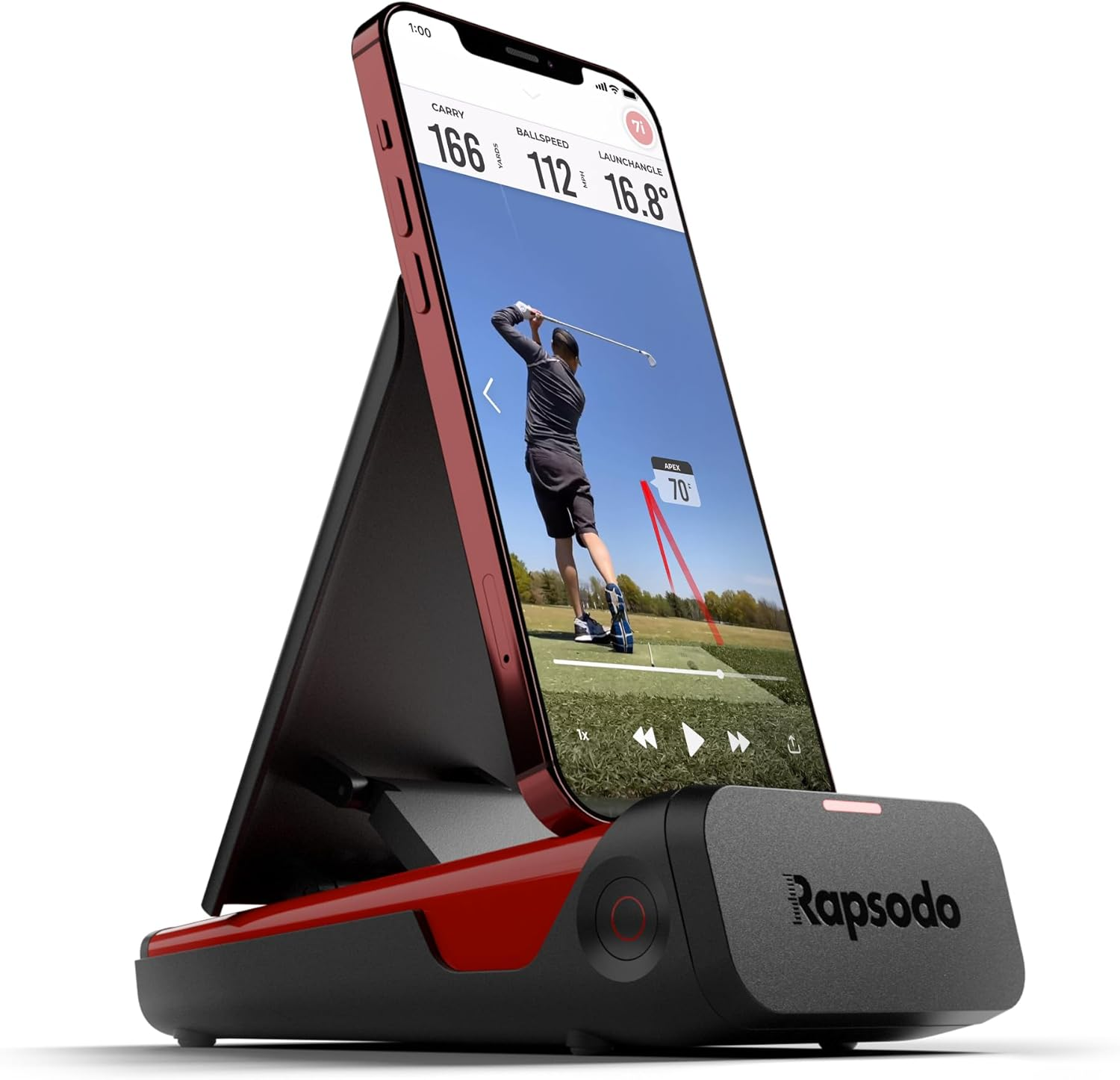 Rapsodo Mobile Launch Monitor for Golf Indoor and Outdoor Use with GPS Satellite View and Professional Level Accuracy, Iphone & Ipad Only,Black/Red image number 3