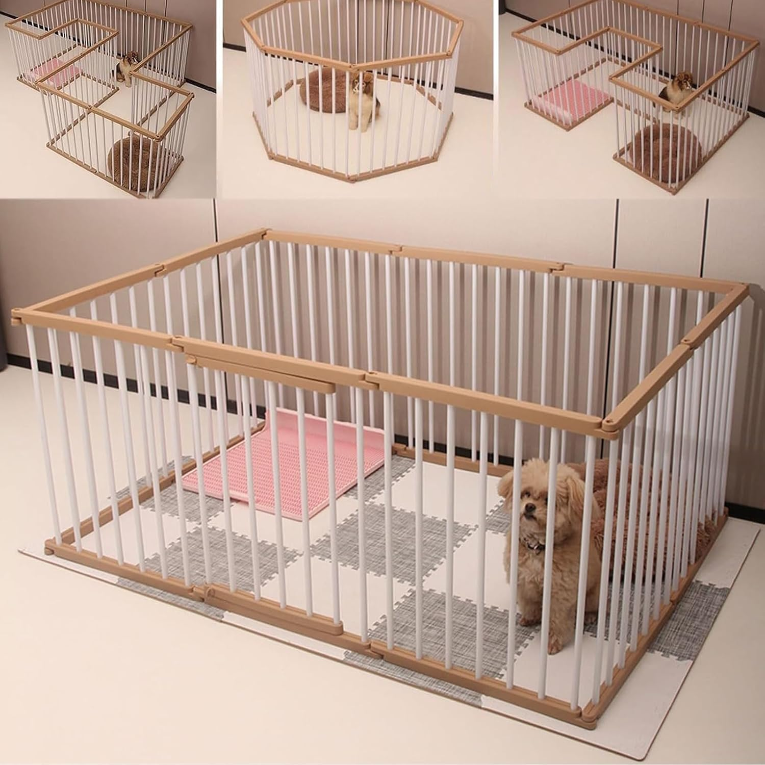 LIODUX Dog Playpen Indoor Pet Enclosure Fence, Outdoor Portable Puppy Exercise Pen with Door, 10 Panels Heavy Duty Dog Crate Cage Kennel for Small and Medium Sized Dogs - 10 Panels image number 1