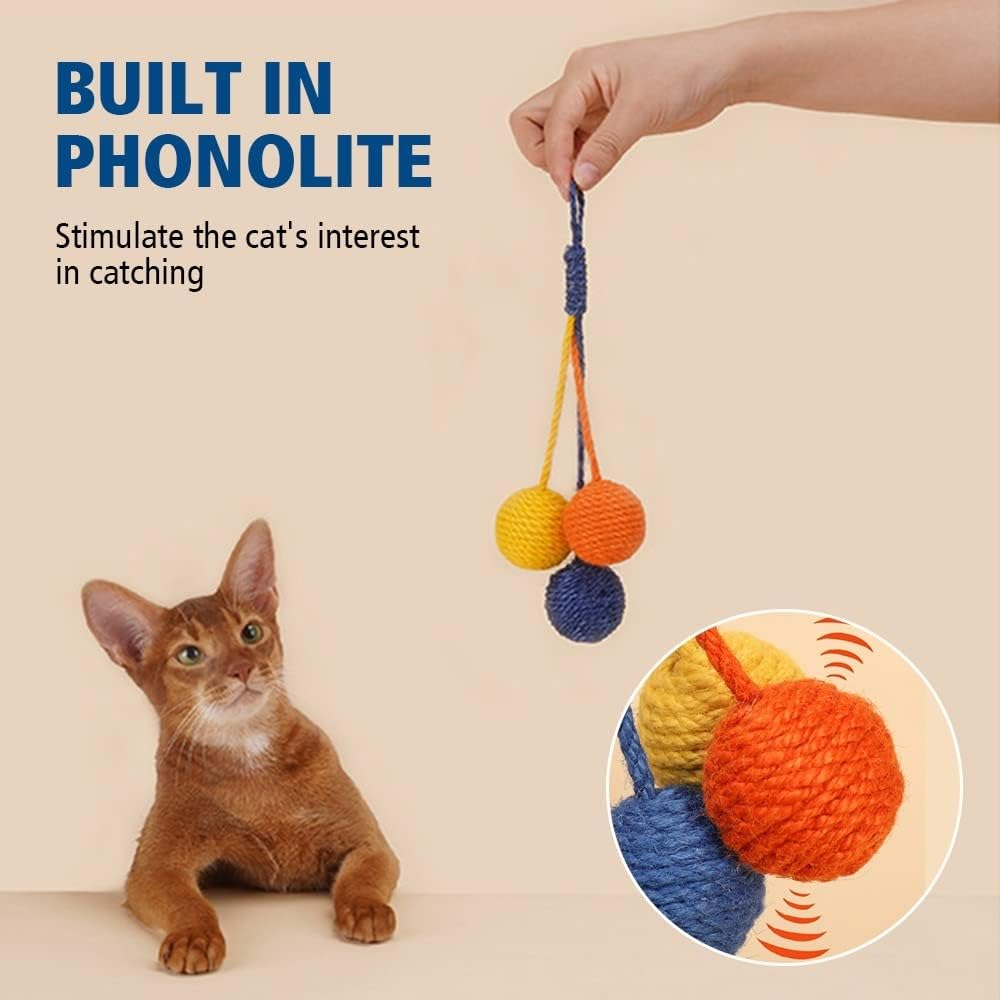 Mioyoow Cat Sisal Ball, Interactive Kitten Ball Toy, Environmentally Friendly Cat Sisal Ball for Pets, Cats Playing image number 4