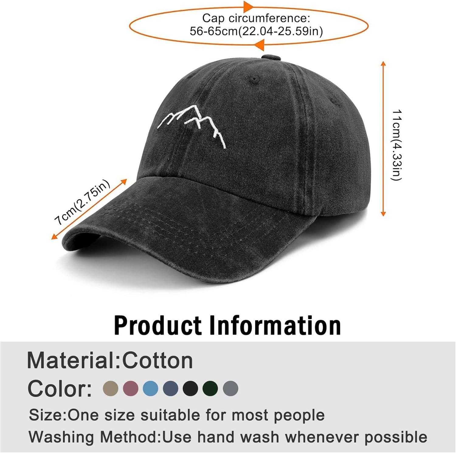 Hebenie Men'S Baseball Cap - Adjustable Classic Washed Vintage, Lightweight & Comfortable, Perfect Fit for Larger Heads Soft Stylish Sports Hat - Multiple Colors Available image number 2