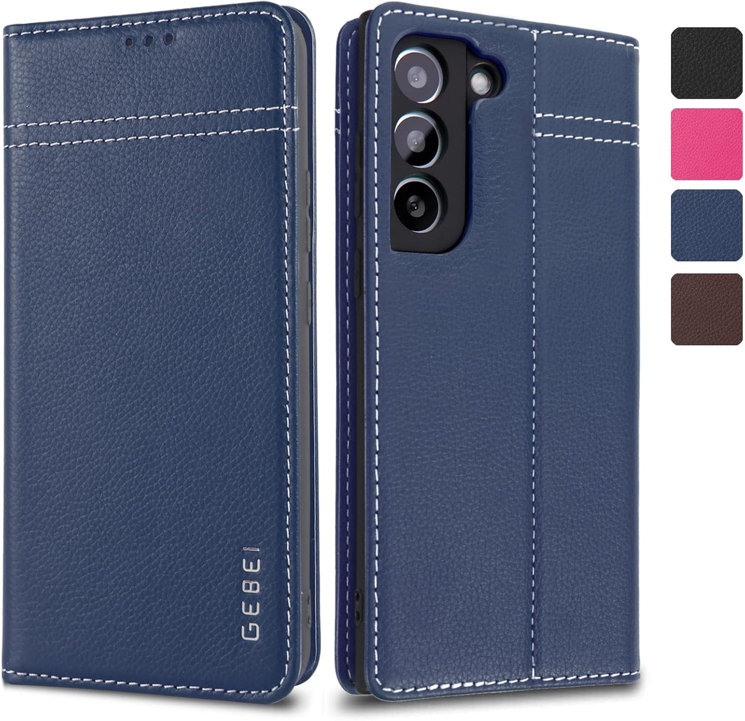 Genuine Leather Case for Samsung Galaxy S25 plus 5G - Premium Leather Case with Stand Function Card Slot Magnetic Closure Flip Case Leather Mobile Phone Case Protective Flip Case - Pink image number 5