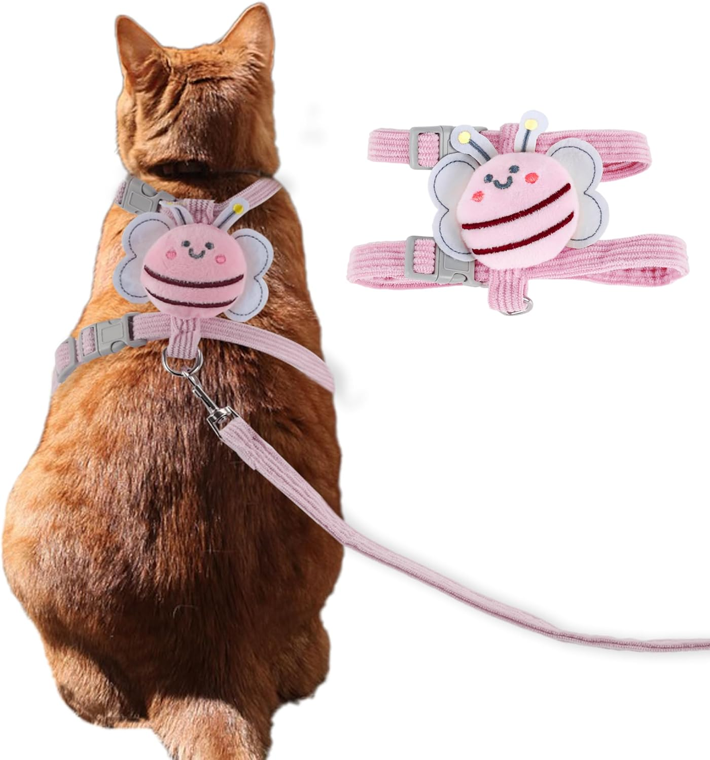 CAPASTEC Easy Control Dog Harness Set, Cat Harness and Leash Set, Medium, Pink