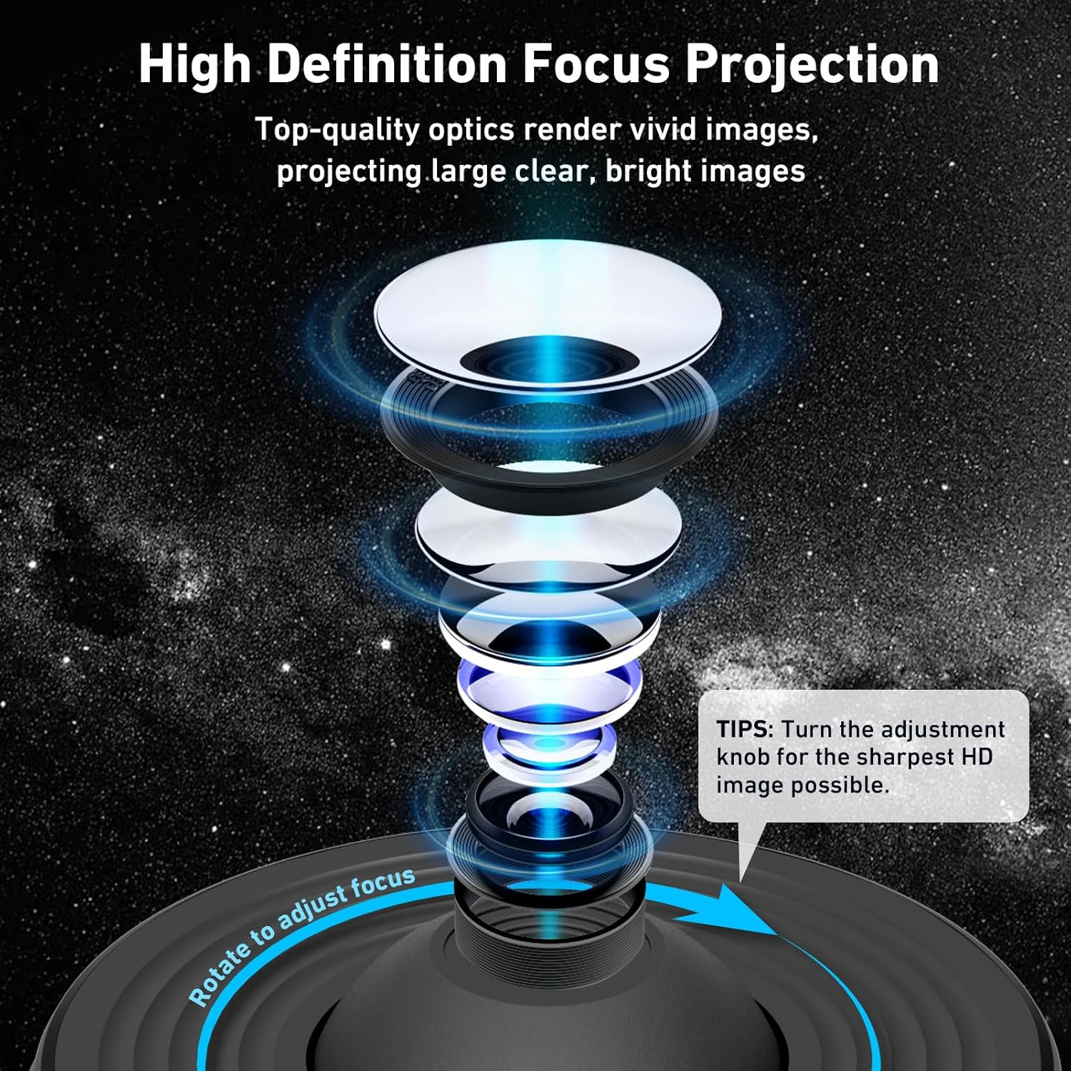 CUTEEEE Starry Sky Projector with 13 Film Discs - Galaxy Night Light Lamp for Moon, Solar System, Nebula and Space Planetarium image number 6