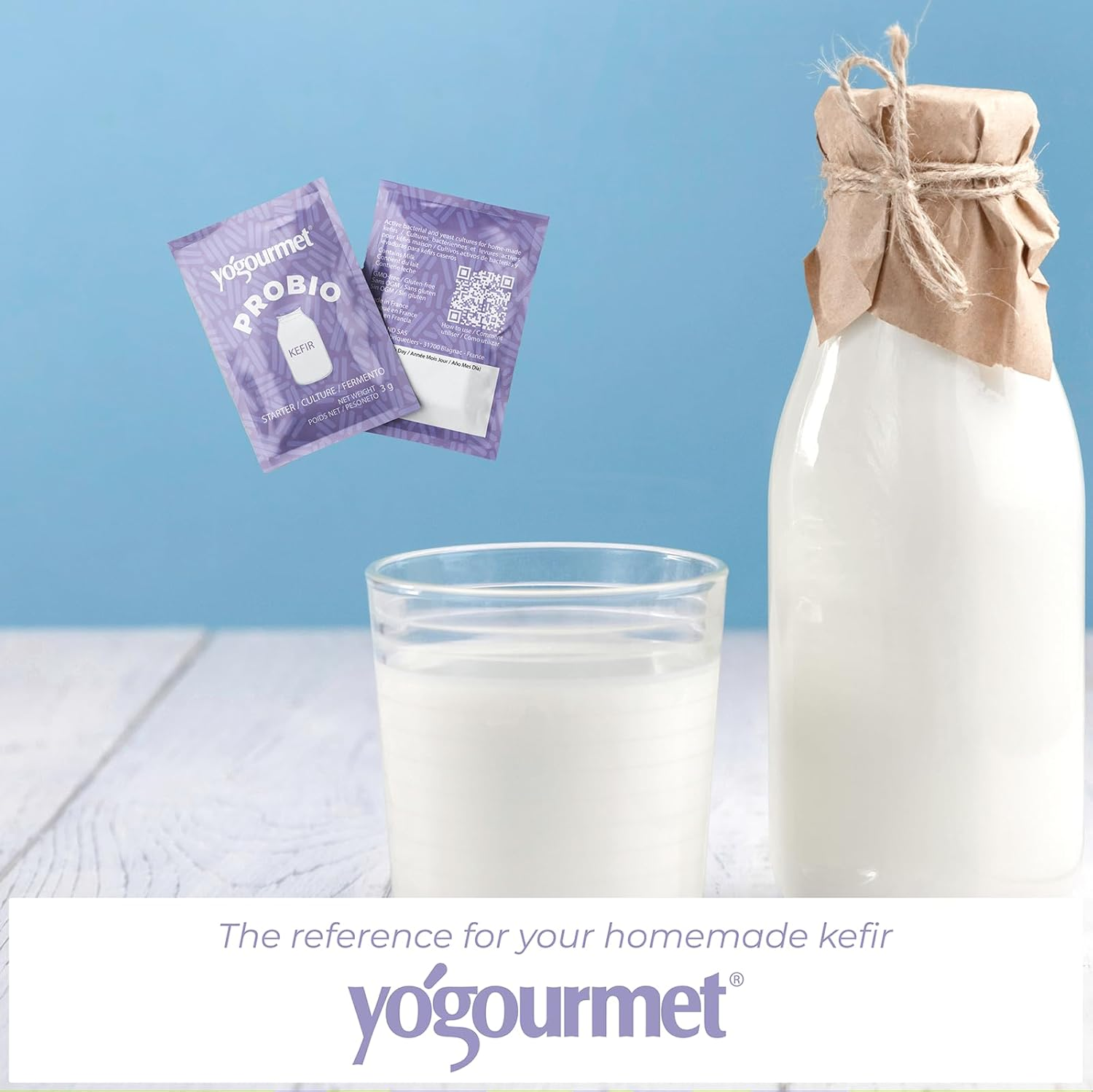 Yogourmet Kefir Starter with Probiotics (12 Sachets = 12 Liters) Starter Culture - All Natural, Gluten Free, Kosher, Halal - 3 G Sachets image number 2