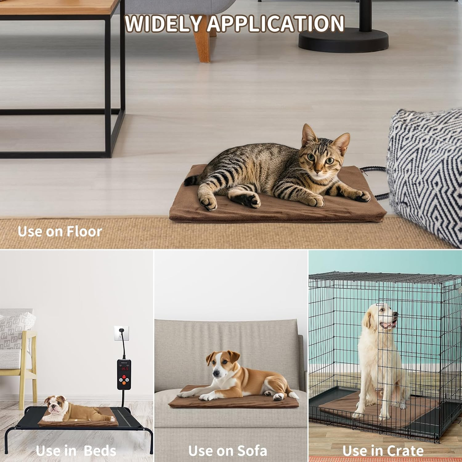 Pet Heating Pad Adjustable Temperature with Timer AU Plug, Waterproof Heated Mat with Chew Resistant Cord, Auto Power-Off Electric Indoor Pet Heat Pad for Dogs and Cats image number 4