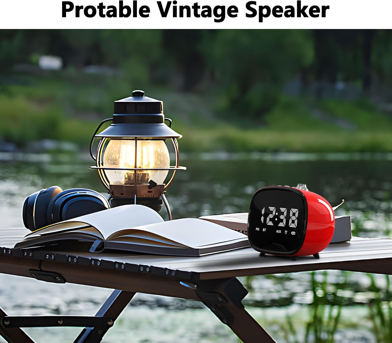 Retro Alarm Clock with Bluetooth, Time Display, Alarm Setting,Tf Card Slot, AUX Jack, Hands-Free Calling, Vintage Decor for for Home/Outdoor Itoma 138 image number 4