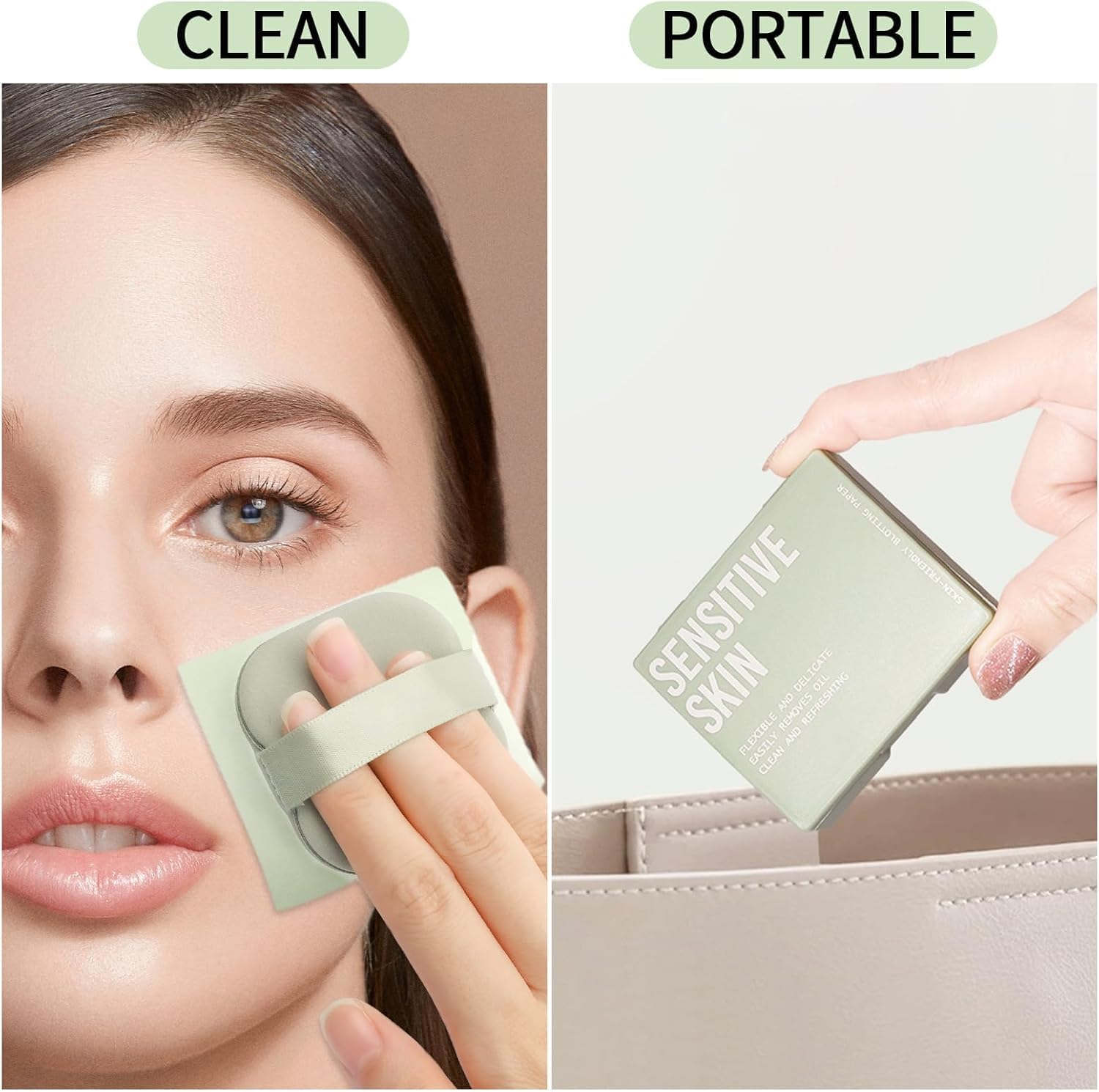 Oil Blotting Sheets for Face with Mirror and Puff, 300 Sheets Oil Blotting Paper for Oily Skin, Face Oil Absorbing Sheets, Natural Oil Control Film, Absorb Excess Oil, Makeup Friendly image number 5