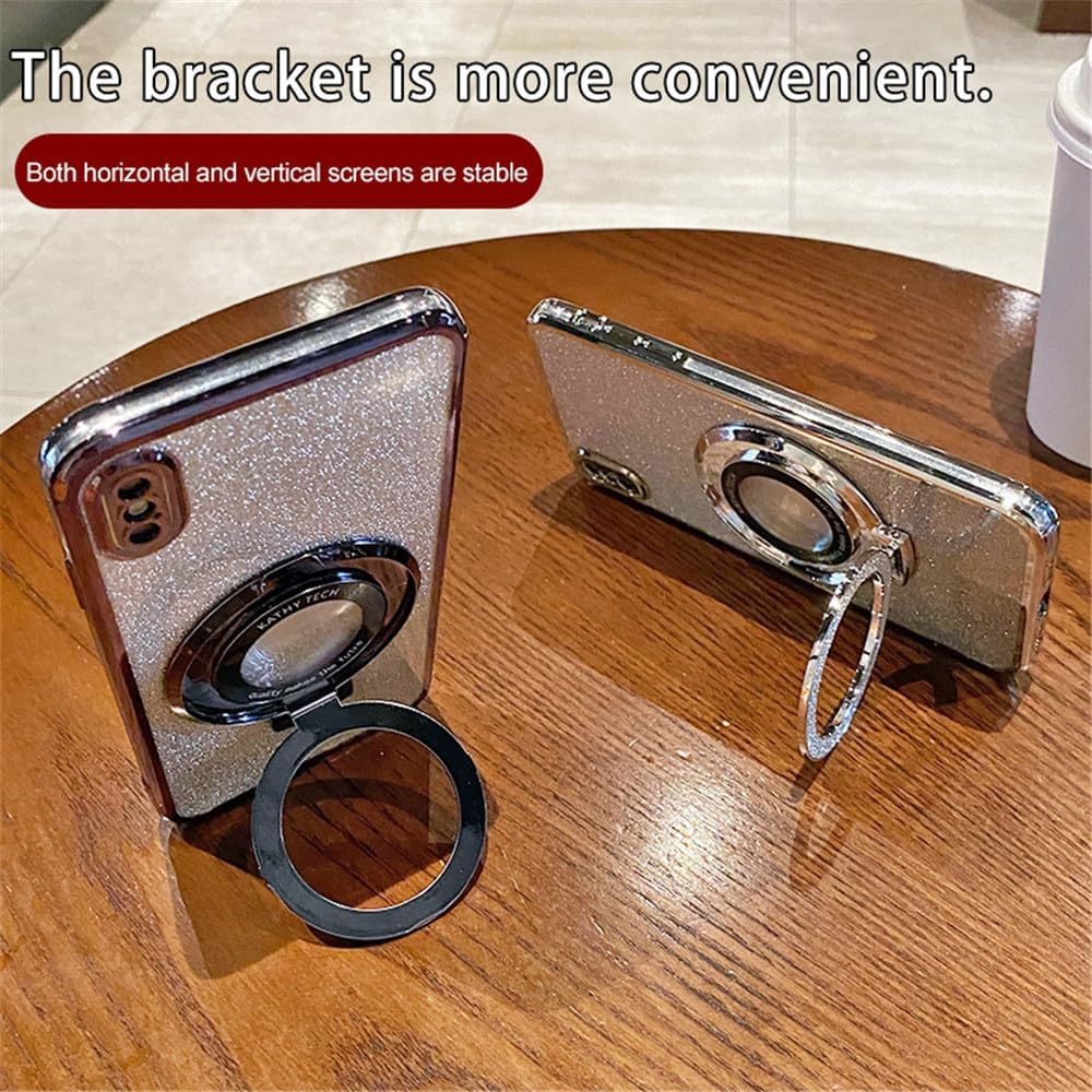 SIYOPINPFY Case for Iphone 16E 2025 6.1 Inch Case with Stand Ring Holder Glitter Sparkling Diamond Protective Silicone Thin Shockproof Camera Protection Mobile Phone Case for Iphone 16E 2025, DS Pink - Glossy Blue image number 2