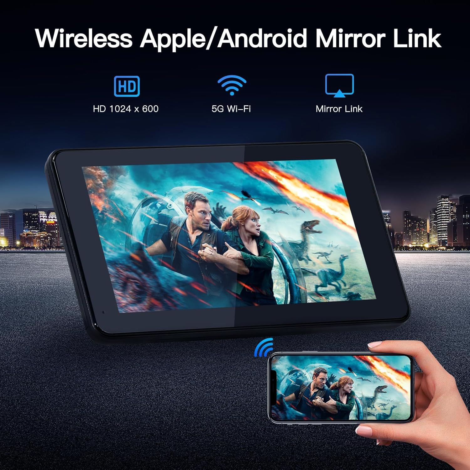 Carabc 7" Wireless Carplay & Wireless Android Auto Touch Screen Car Radio - Portable Dash Mount Adapter with GPS Navigation, Mirror Link FM Voice Control (7Inch-2) image number 4