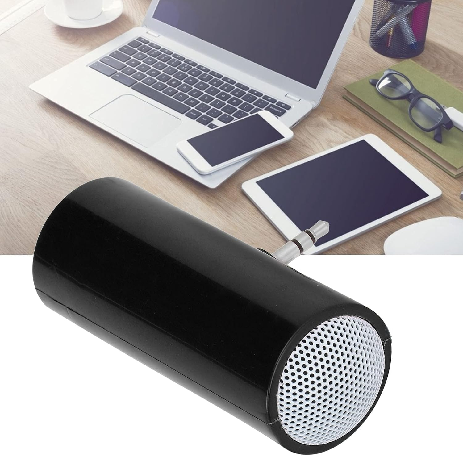 Mini Speaker System,Clear Sound Quality Easy to Use Small Portable Speaker, Easy to Operate and Portable 3.5Mm Jack Stereo Mini Speakers,For Mobile Phones and Tabletsblue (Black) image number 5